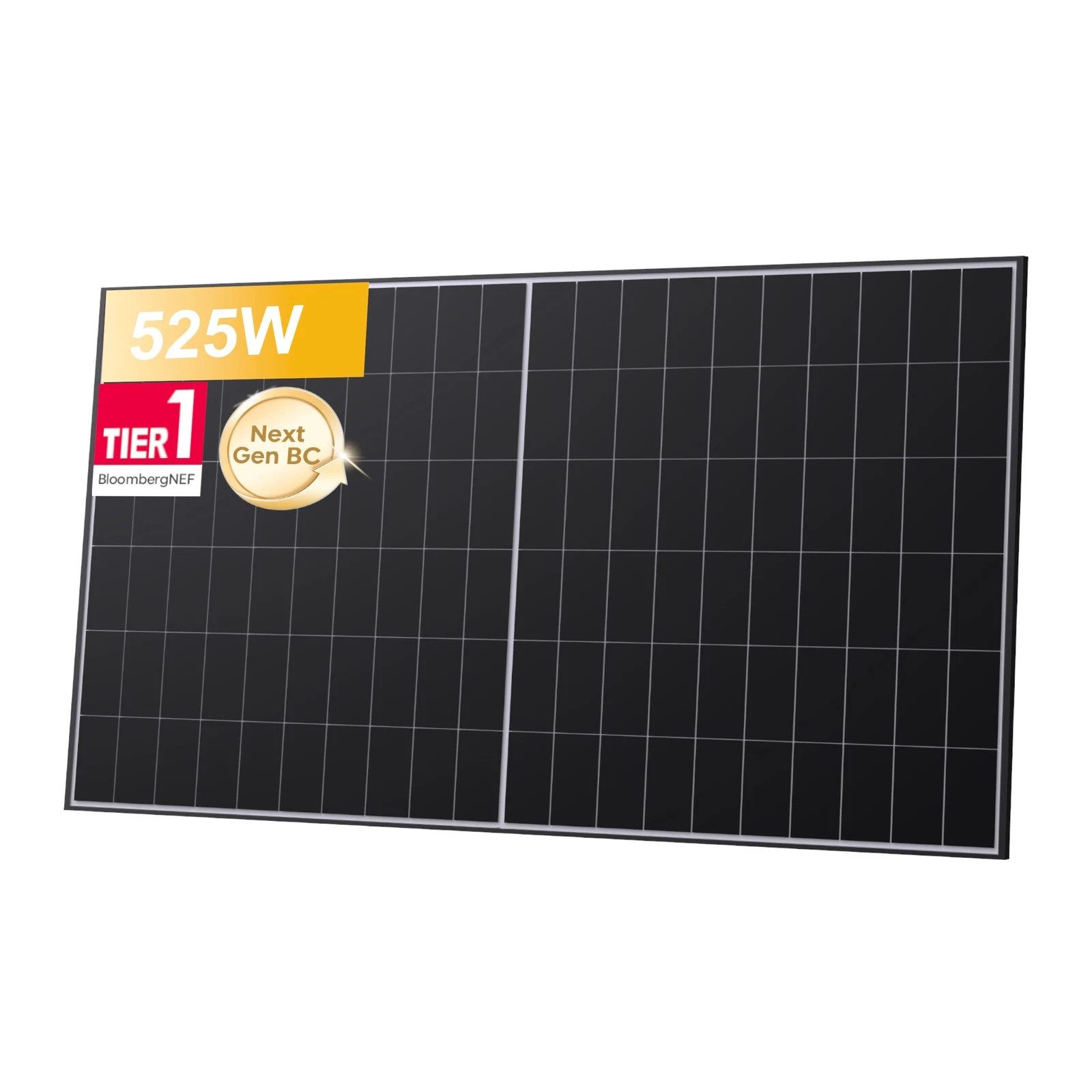 POWERNESS Solarmodul LONGi 525W BC Solarmodul Bifazial LR7-60HVD Glas-Glas Schwarz, (1-St), für Balkonkraftwerk