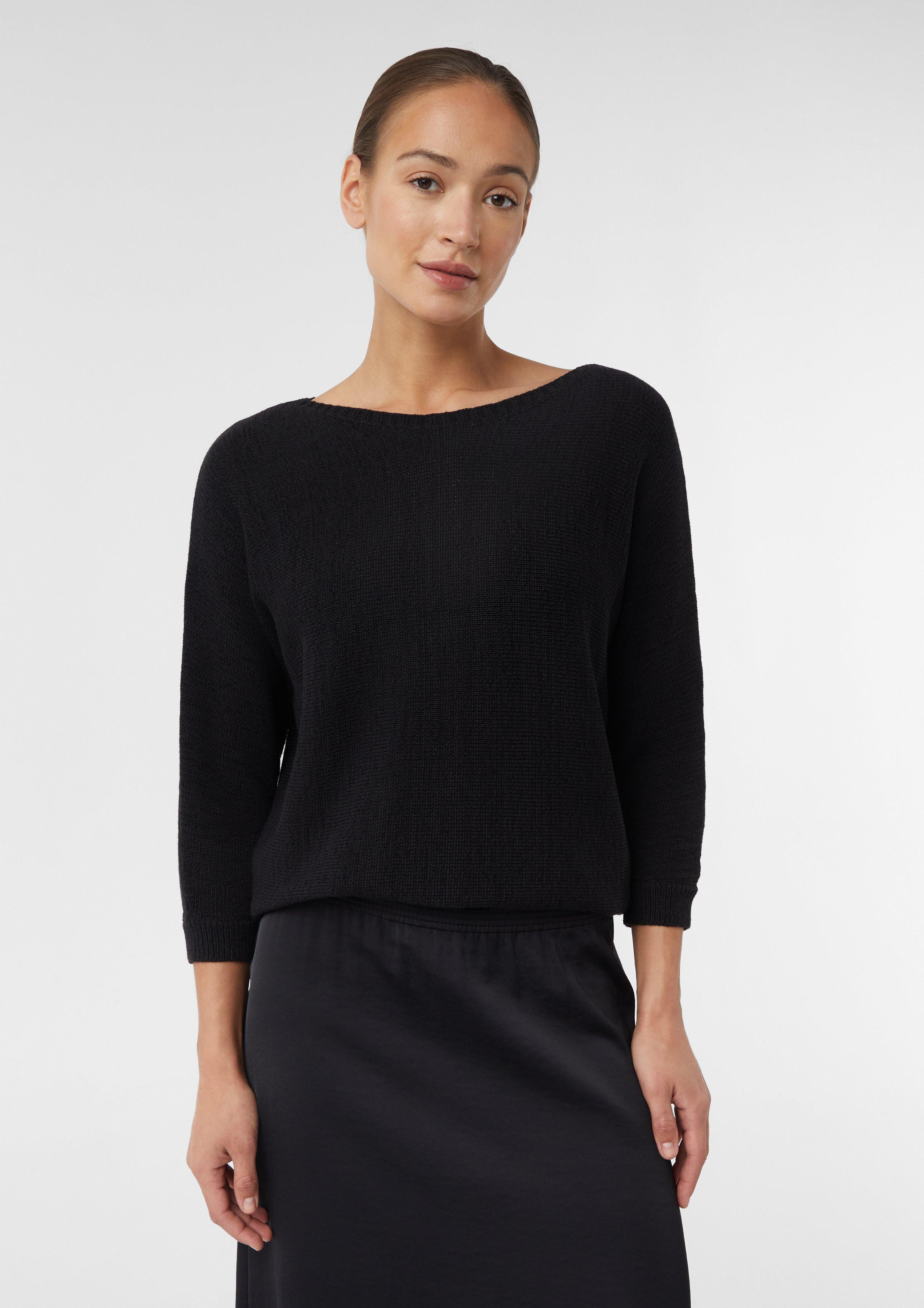 3/4 Arm-Pullover Baumwollpullover mit Leo-Schleifendetail am Rücken