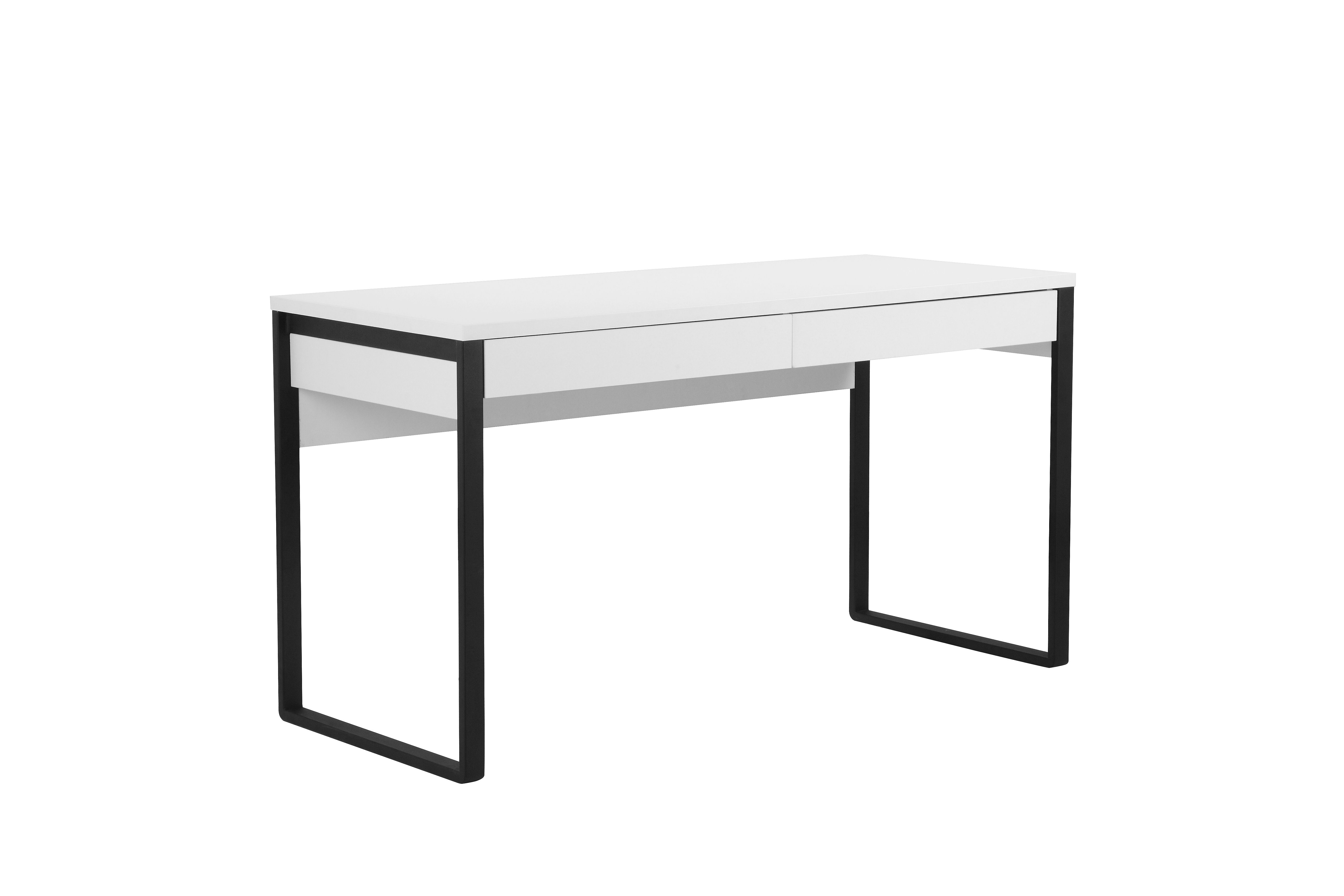 weiß/schwarz of 2 Moid, modernen mit im Places Metallbeinen Breite Style & 140 Schreibtisch Computertisch Schubladen cm, Design,
