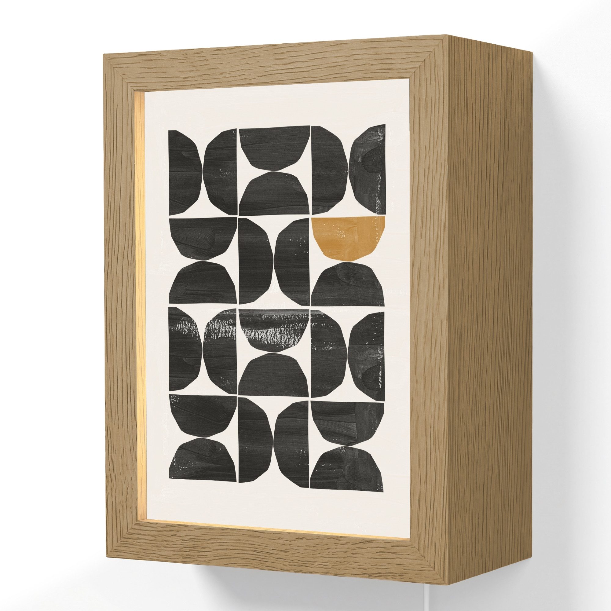OnlyWow Wandleuchte Lightbox Modern - Halbkreis - Gold - Schwarz, Dimmbar, Farbwechsel, LED, Warmweiß, Kaltweiß, Neutralweiß Einstellbar, Wandlampe Innen, Dimmbar, mit Kabel, LED, Beleuchtung, Wohnzimmer