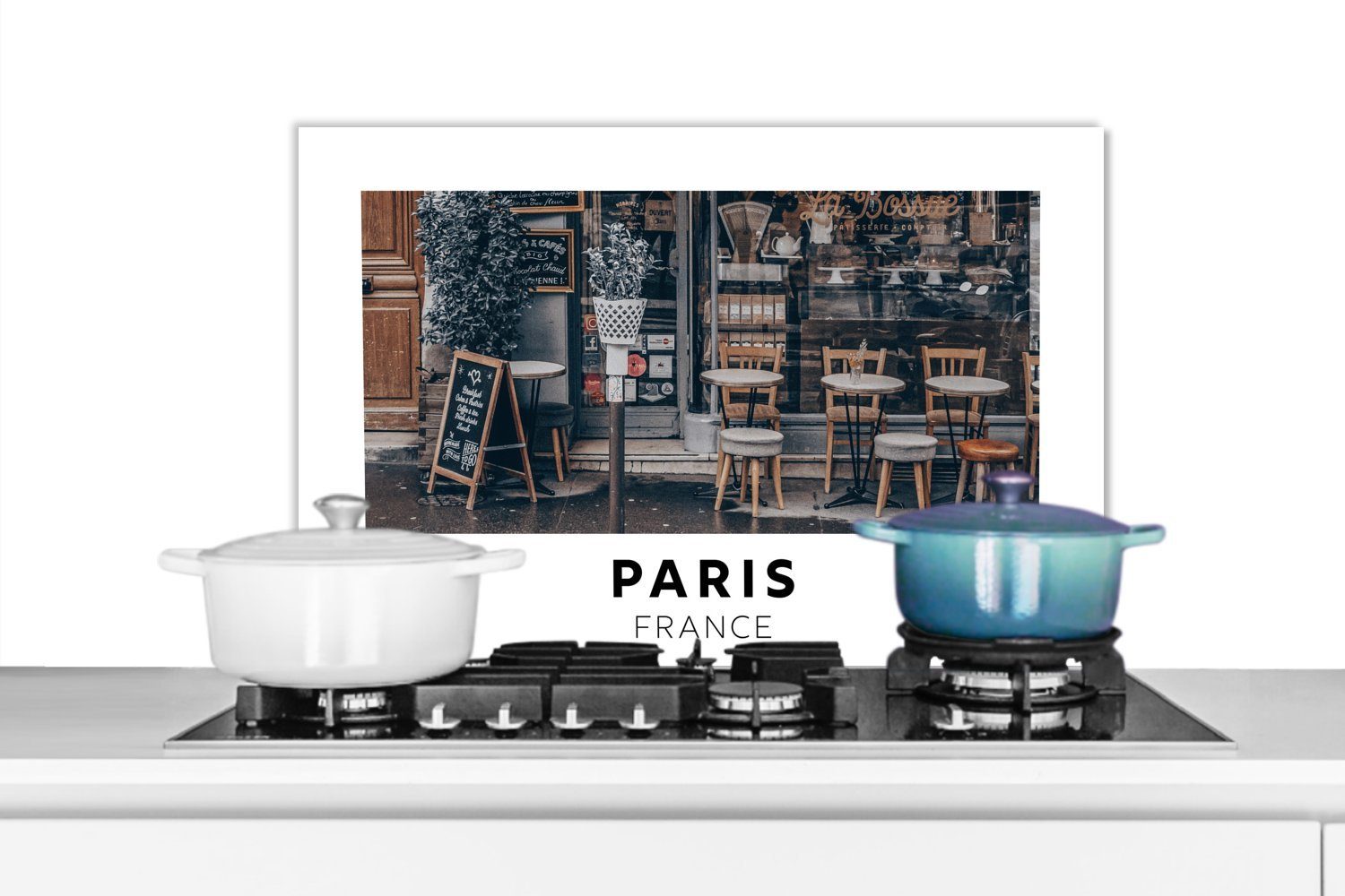 MuchoWow Küchenrückwand »Paris - Frankreich - Cafe«, (1-tlg), Herdblende  aus Wandschutz,Temperaturbeständig küchen