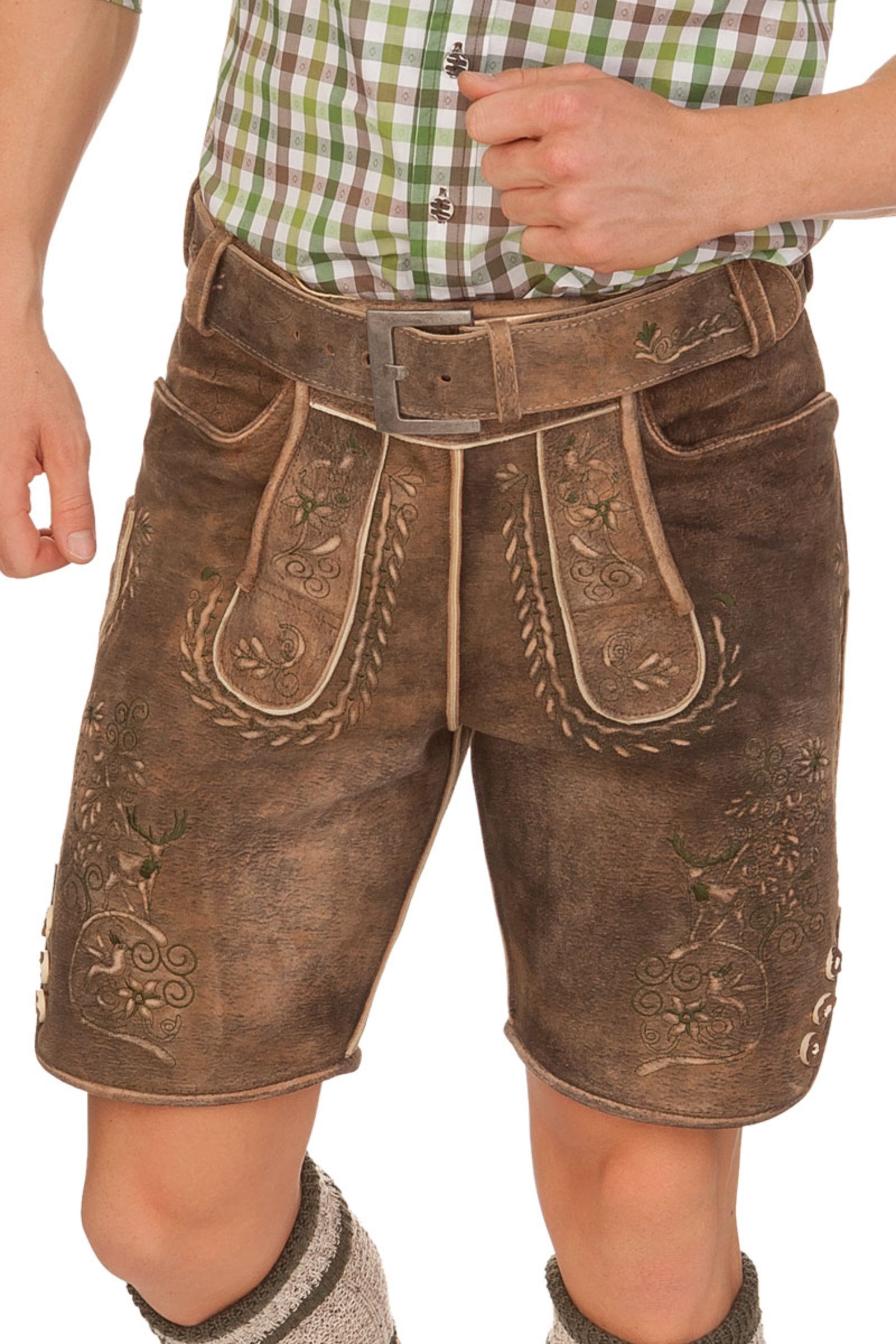 MarJo Trachtenlederhose Lederhose Herren kurz - SVEN - braun