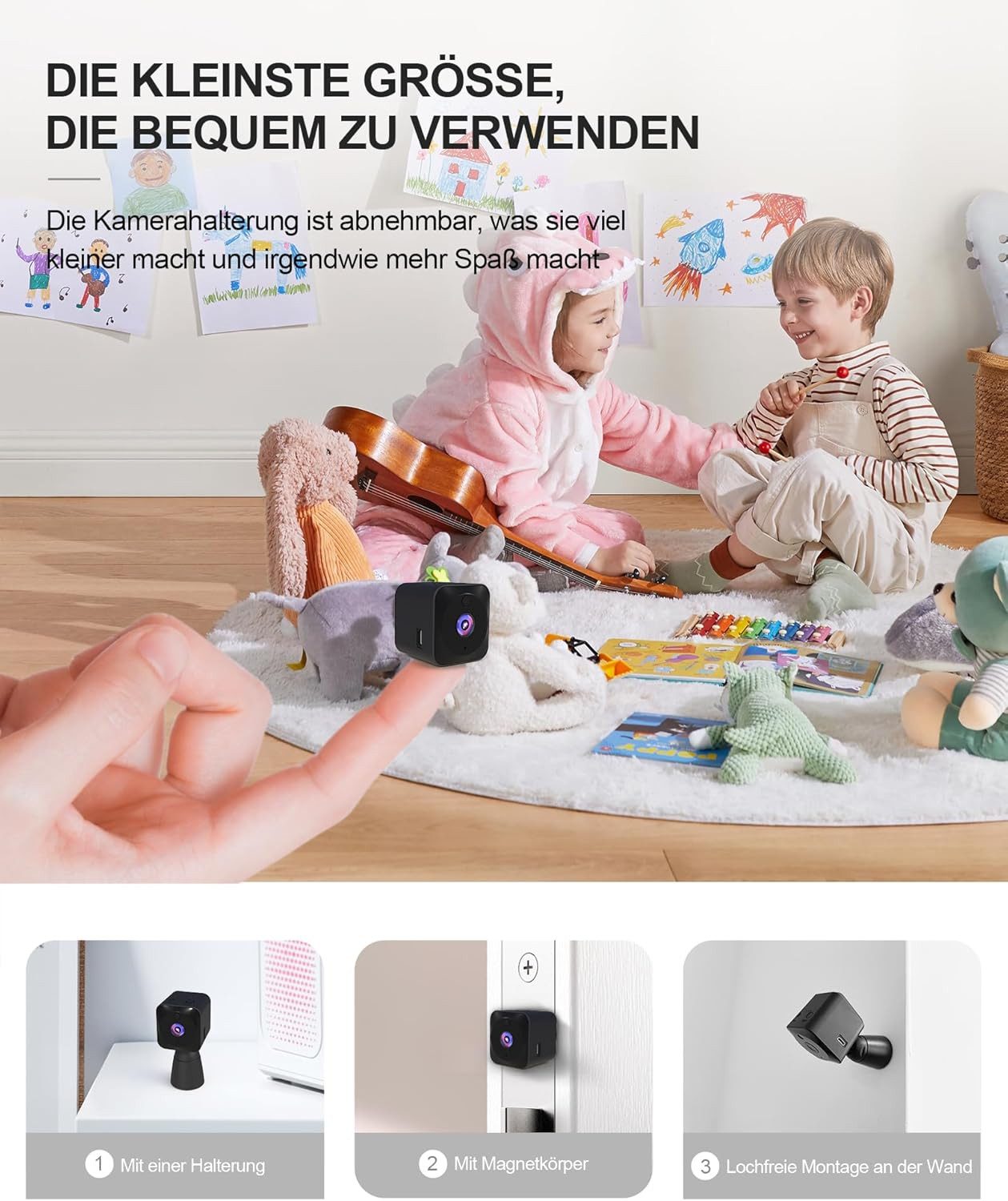 SpionProfi Überwachungskamera 4K Mini Wlan Kamera Video Überwachungskamera Wifi Live App Cam (1-tlg., Mini Kamera mit kostenloser App - Nachtsicht & Bewegungsme – Bild 2 von 5