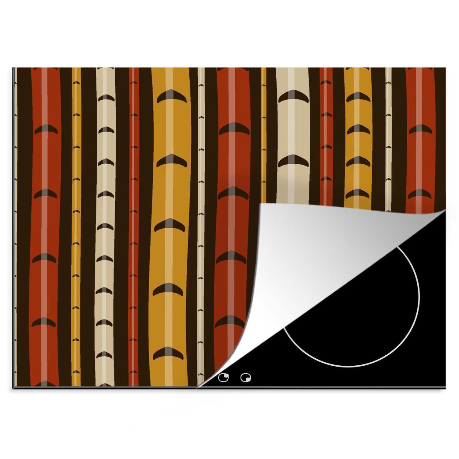 MuchoWow Herdblende-/Abdeckplatte Bambus - Wald - Japanisch - Muster, Vinyl, (1 tlg), 60x52 cm, Mobile Arbeitsfläche nutzbar, Ceranfeldabdeckung
