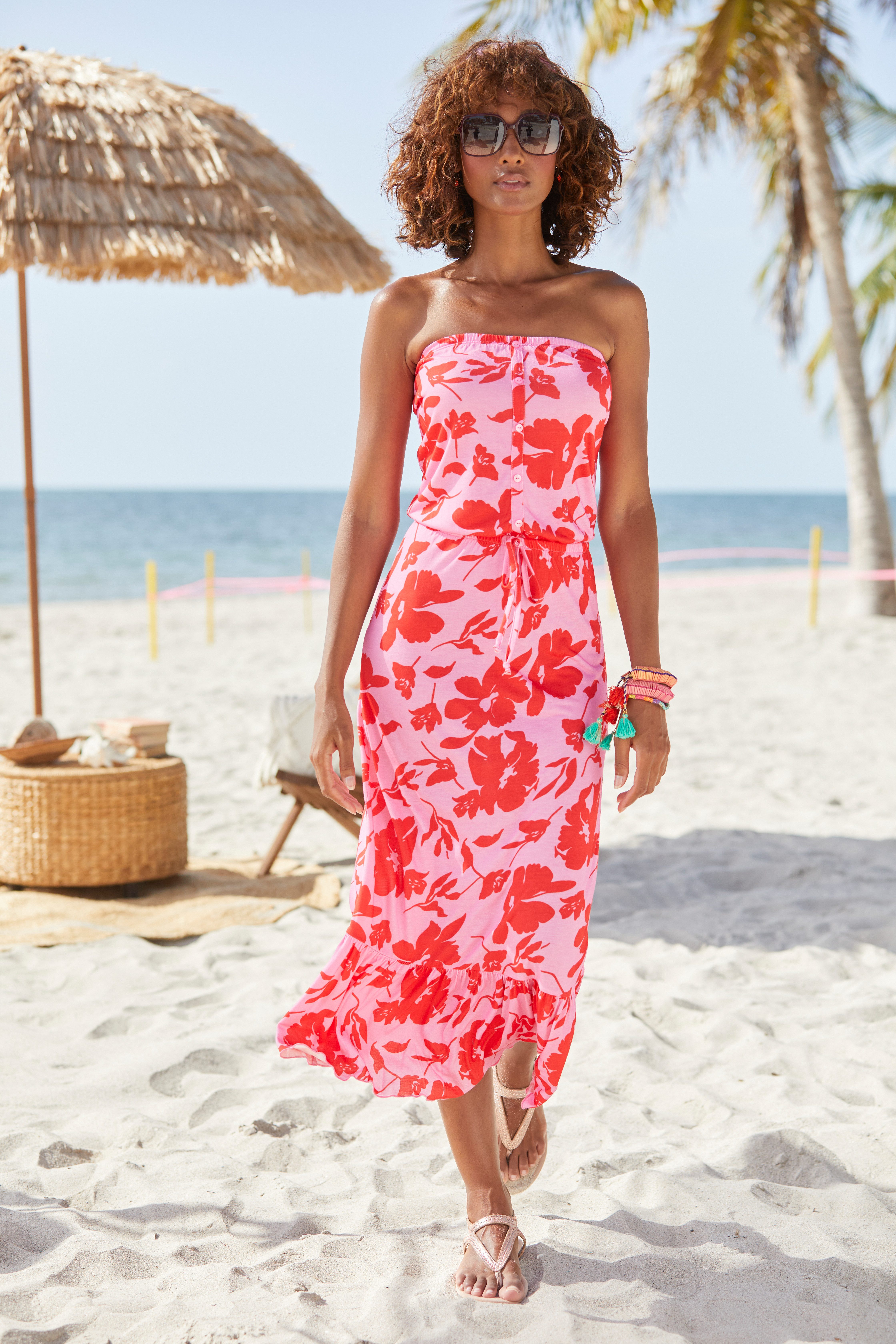 LASCANA Midikleid in floralem Design mit Volant am Rocksaum günstig online kaufen