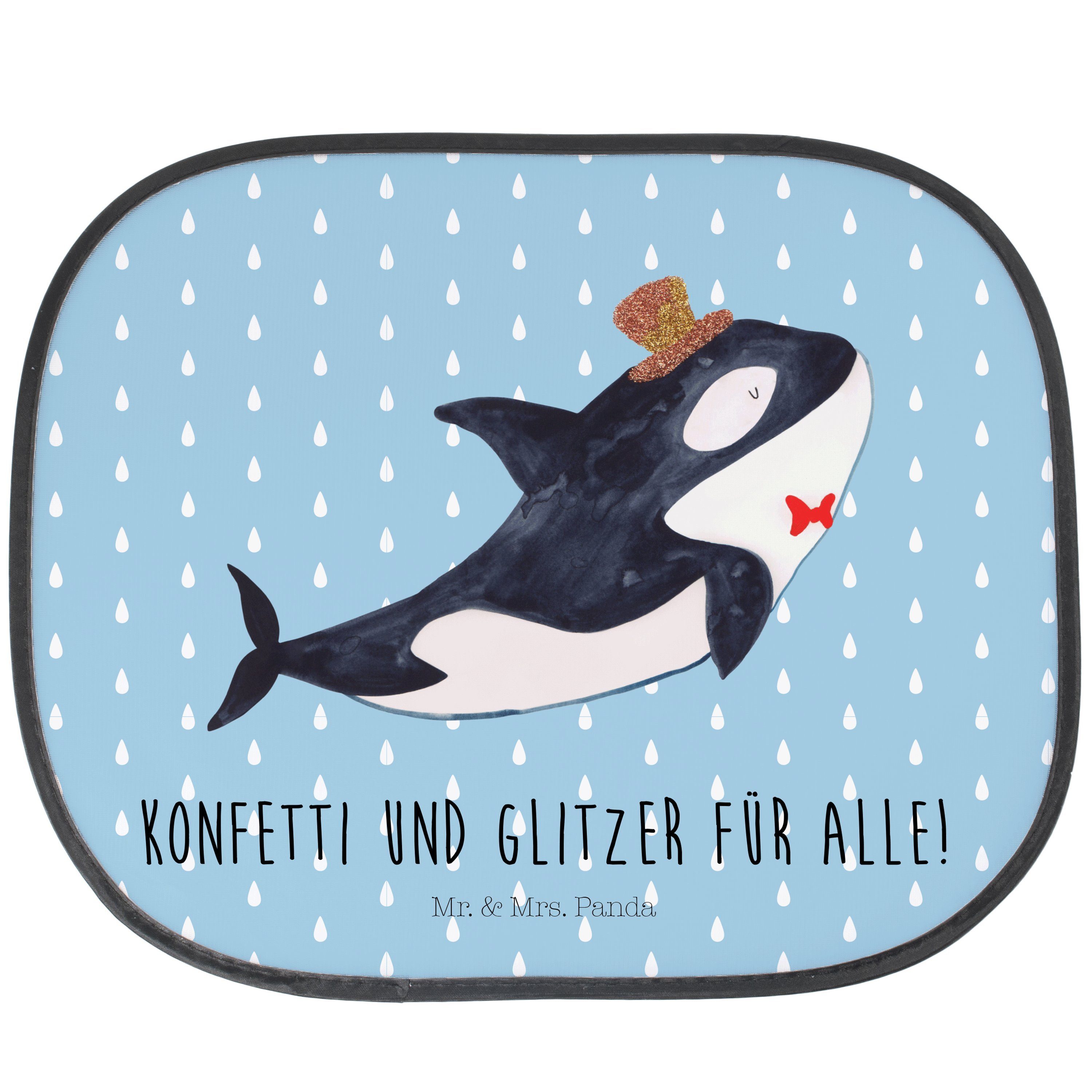Sonnenschutz Orca Zylinder - Blau Pastell - Geschenk, Meer, Sonnenschutz Baby, Gli, Mr. & Mrs. Panda, Seidenmatt
