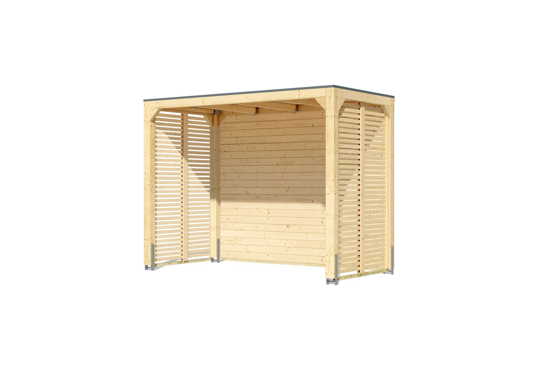Karibu Gartenhaus Robuster Pavillon aus Leimholz mit Flachdach und selbstklebender Folie, BxT: 320x160 cm, (1 Stück, Gartenpavillon mit Rückenwand & zwei Seitenwänden), mit Rück- & Seitenwänden
