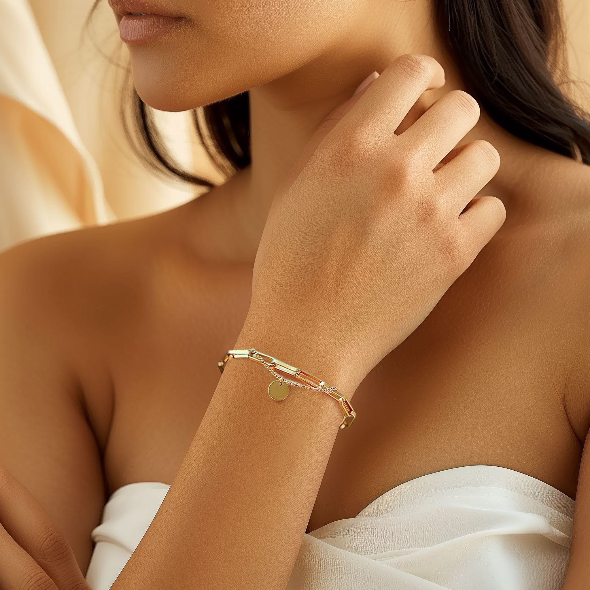 Firetti Armband Schmuck Geschenk Edelstahl Armschmuck Ankerkettengliederung Plättchen
