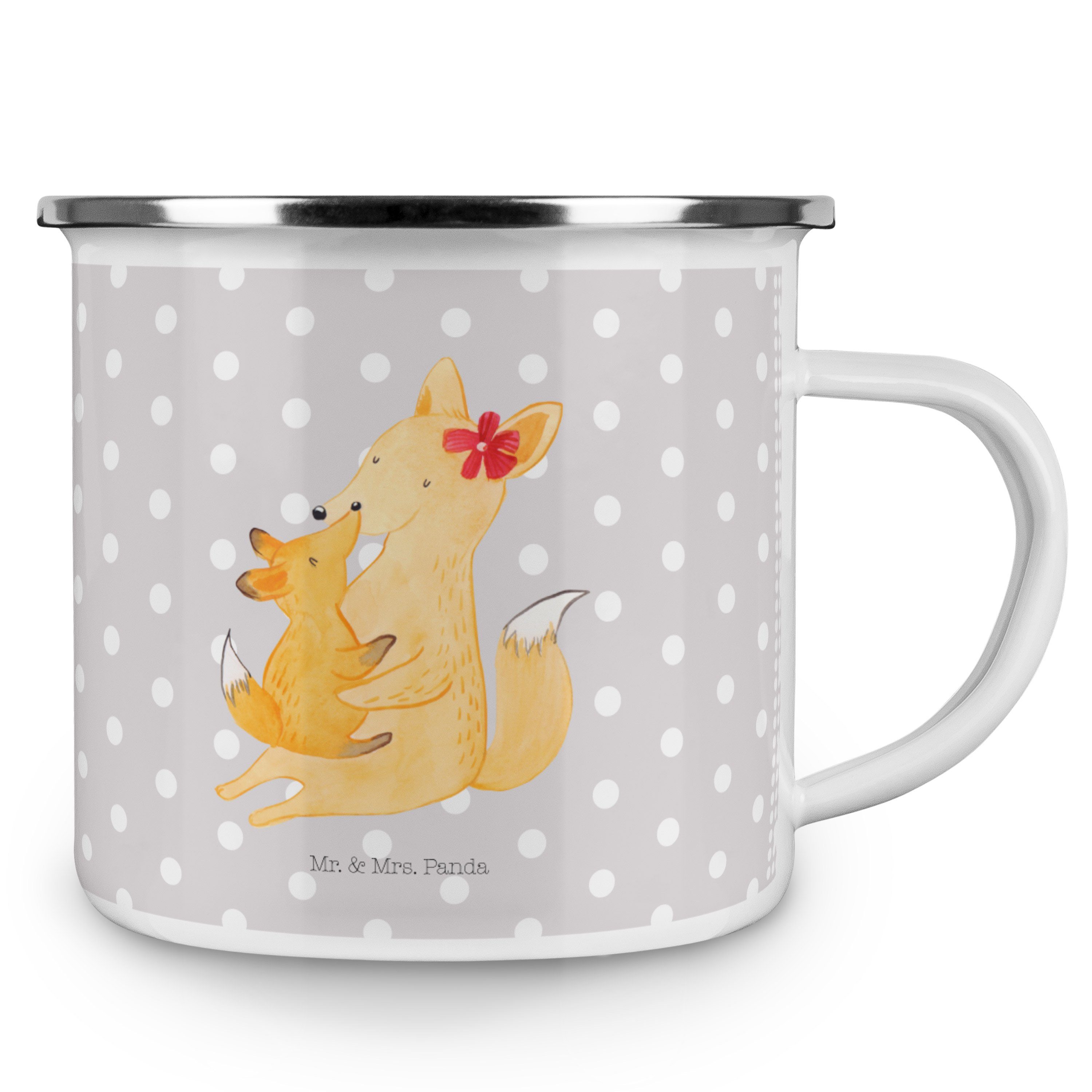 Kind Pastell Fuchs - & Tochter Mama Panda Becher Mr. Mama Geschenk, & Emaille Grau - Mrs. Beziehung,