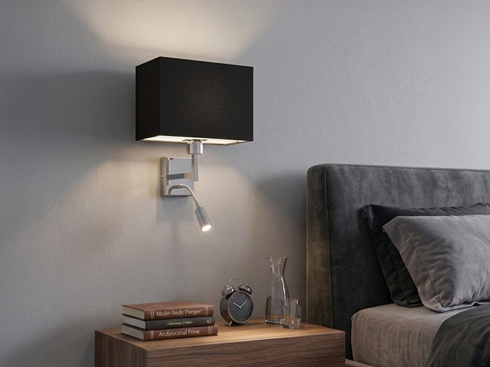 meineWunschleuchte Wandleuchte mit Schalter & Leselampe, Höhe 31cm, Lesearm, Leselicht LED fest integriert, ohne Leuchtmittel, Warmweiß, innen Wand-Lampe, moderne Nachttischlampe Bett mit Leseleuchte