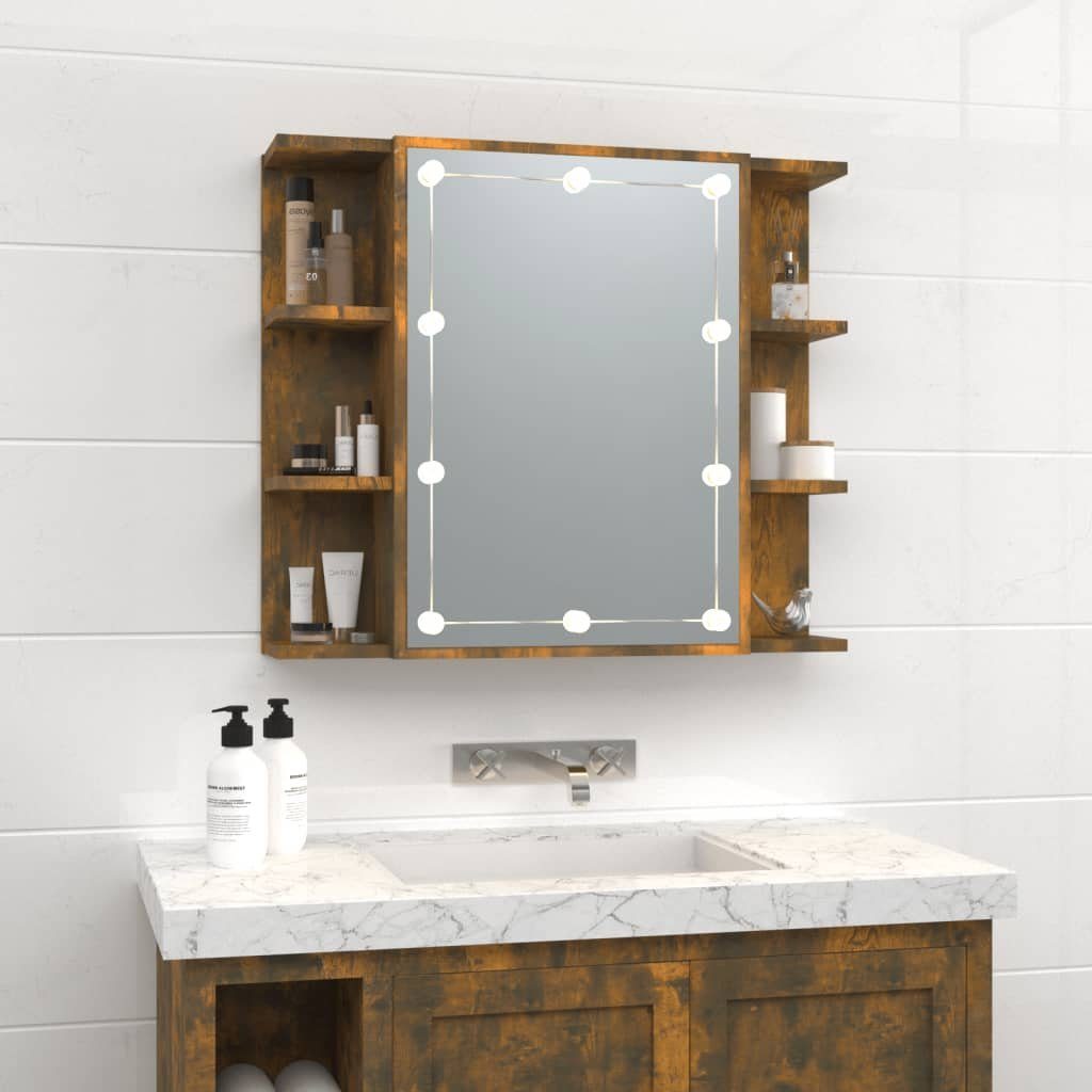Räuchereiche 70x16,5x60 cm (1-St) Badezimmerspiegelschrank mit LED vidaXL Spiegelschrank