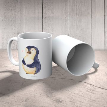 Mr. & Mrs. Panda Kinderbecher Pinguin Diät - Weiß - Geschenk, Pinguine, Bauch, Trinkbecher, Gewicht, Kunststoff, Mikrowellenbeständig