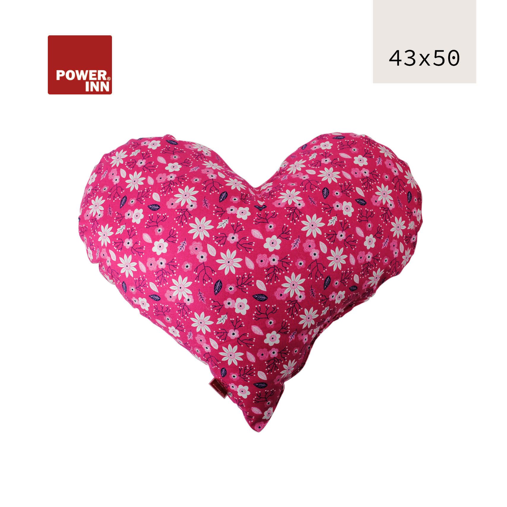 POWER INN Декоративні подушки POWER INN Herzkissen groß, Pink mit Blüten, Декоративні подушки