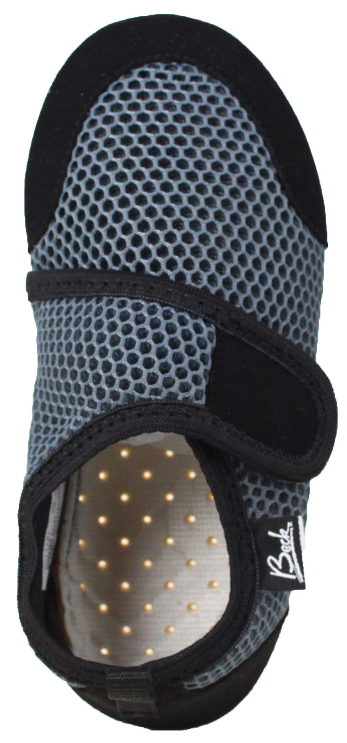 Beck - atmungsaktiver Fußentwicklung Barfußlaufens, des grau Indoor-Aktiv-Schuh Gefühl BECK-BUDDIES Sohle mit Klettverschluss, Hausschuh Gesunde