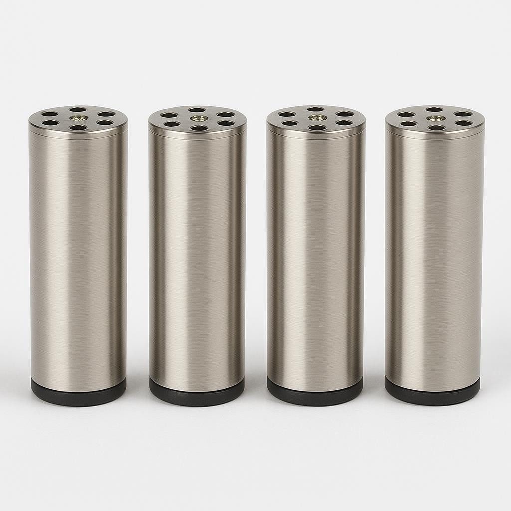 HOOZ Möbelfuß Möbelfüße 4er Set Edelstahl gebürstet – Silber matt – 80–150 mm, (Set, 4-St., 15 cm), in 4 verschiedenen Größen