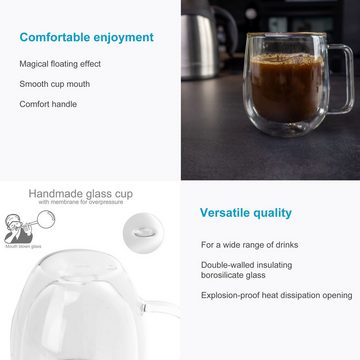 Intirilife Thermoglas, Glas, 2x Thermoglas Teeglas Kaffeeglas 200ml Doppelwandig