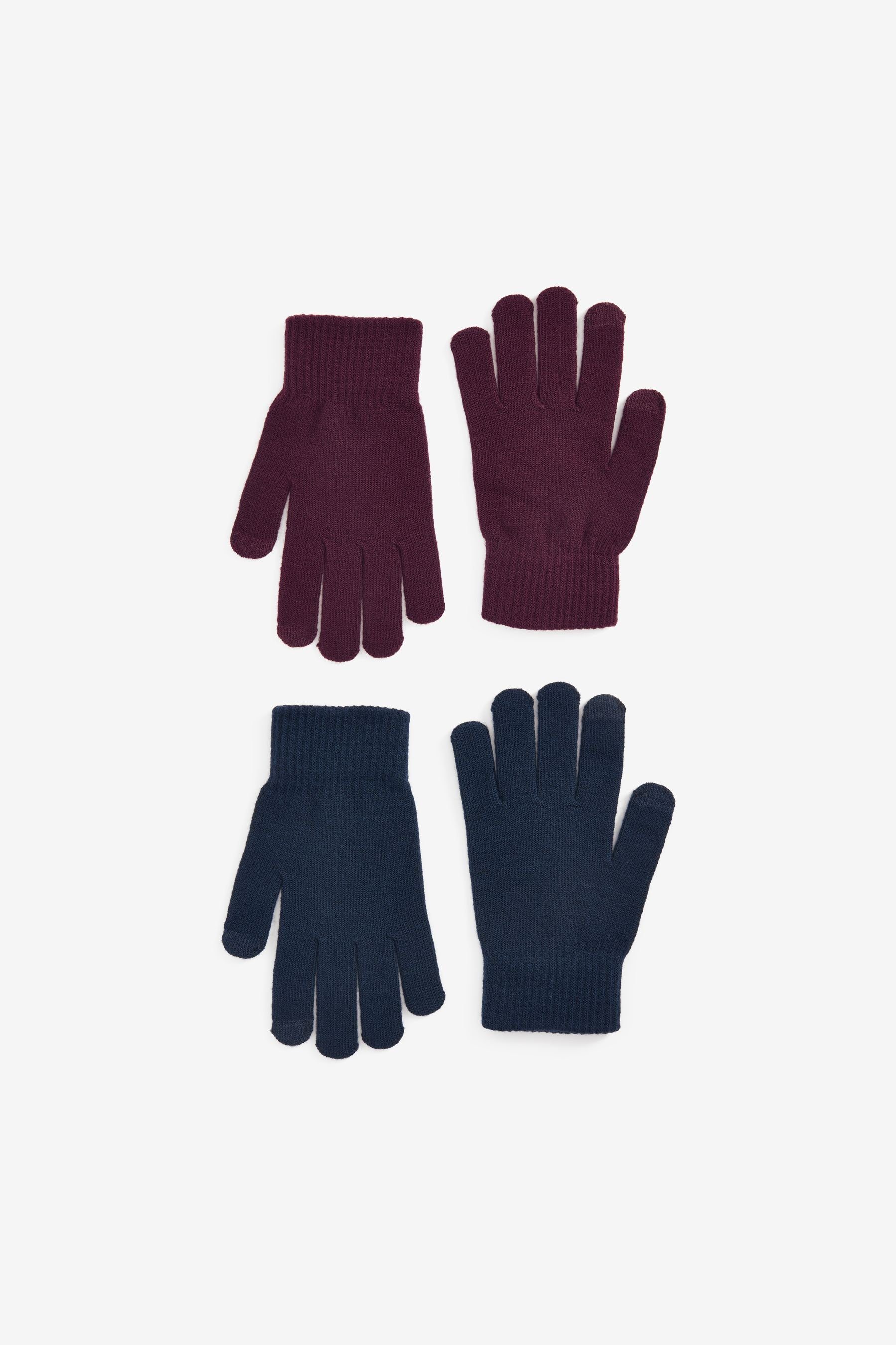 Next Strickhandschuhe Magic Touchscreen-Handschuhe, Navy/Red 2er-Pack