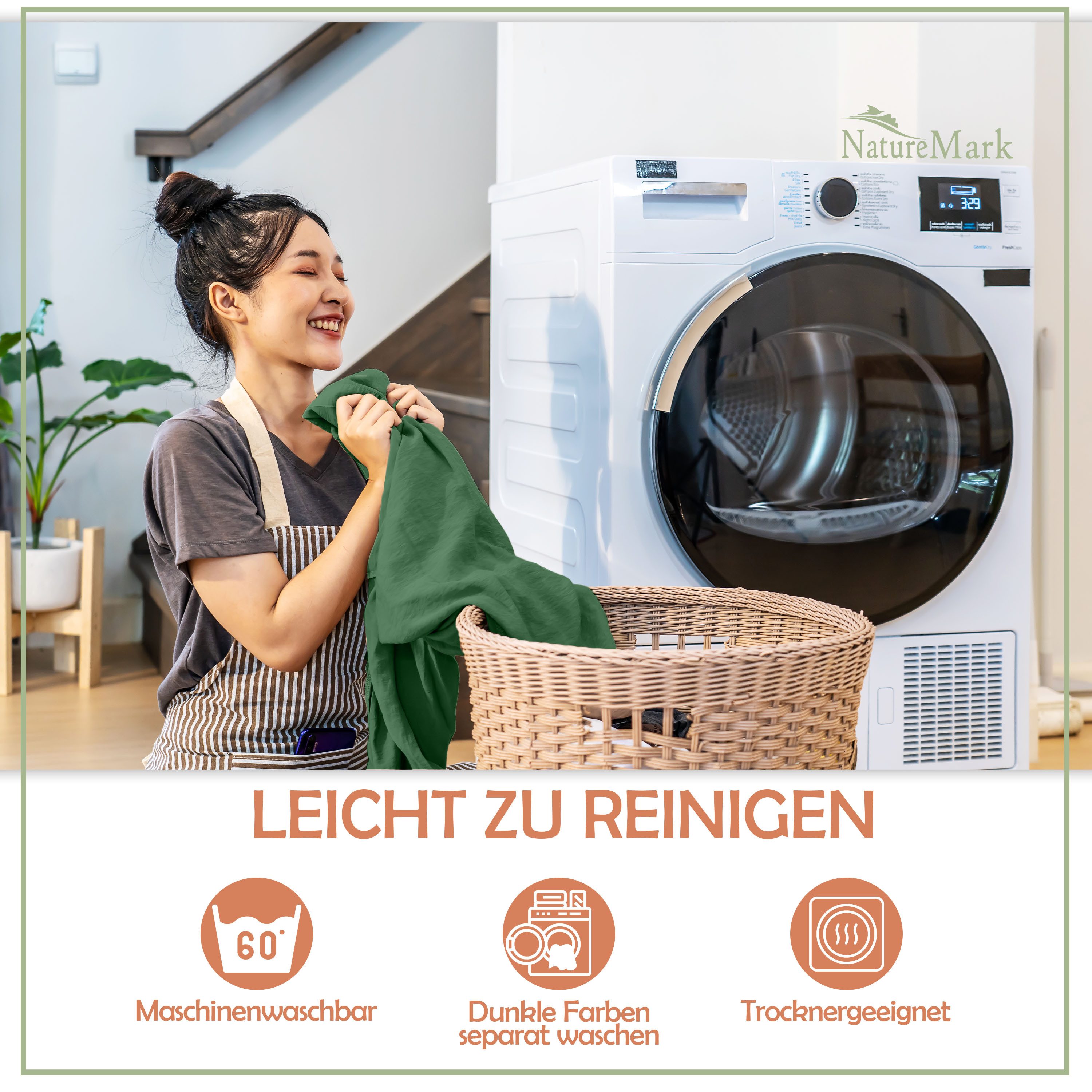 NatureMark Spannbettlaken Gebürstete Mikrofaser, Polyester, Gummizug: rundum, viele Größen und Farben Markenware (90x200 cm, Dunkel grün) – Bild 4 von 5