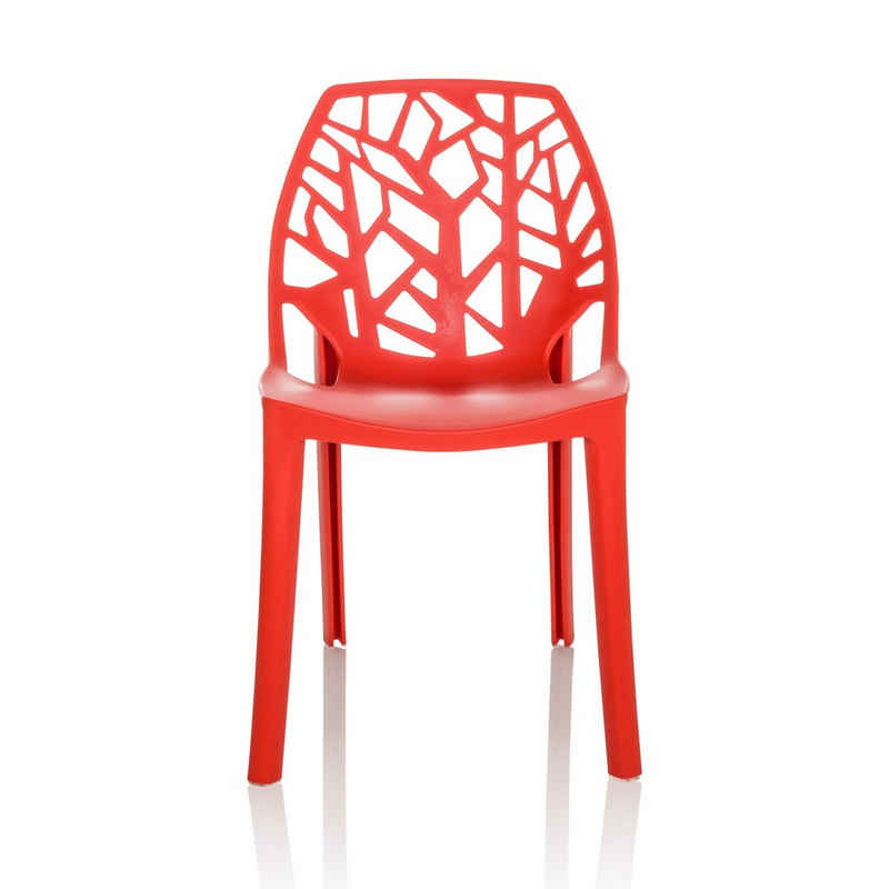 hjh OFFICE Gartenstuhl Outdoor Stuhl ARTIFO TRI Kunststoff ohne Armlehnen, Vierfußstuhl, Esszimmerstuhl, Stuhl stapelbar