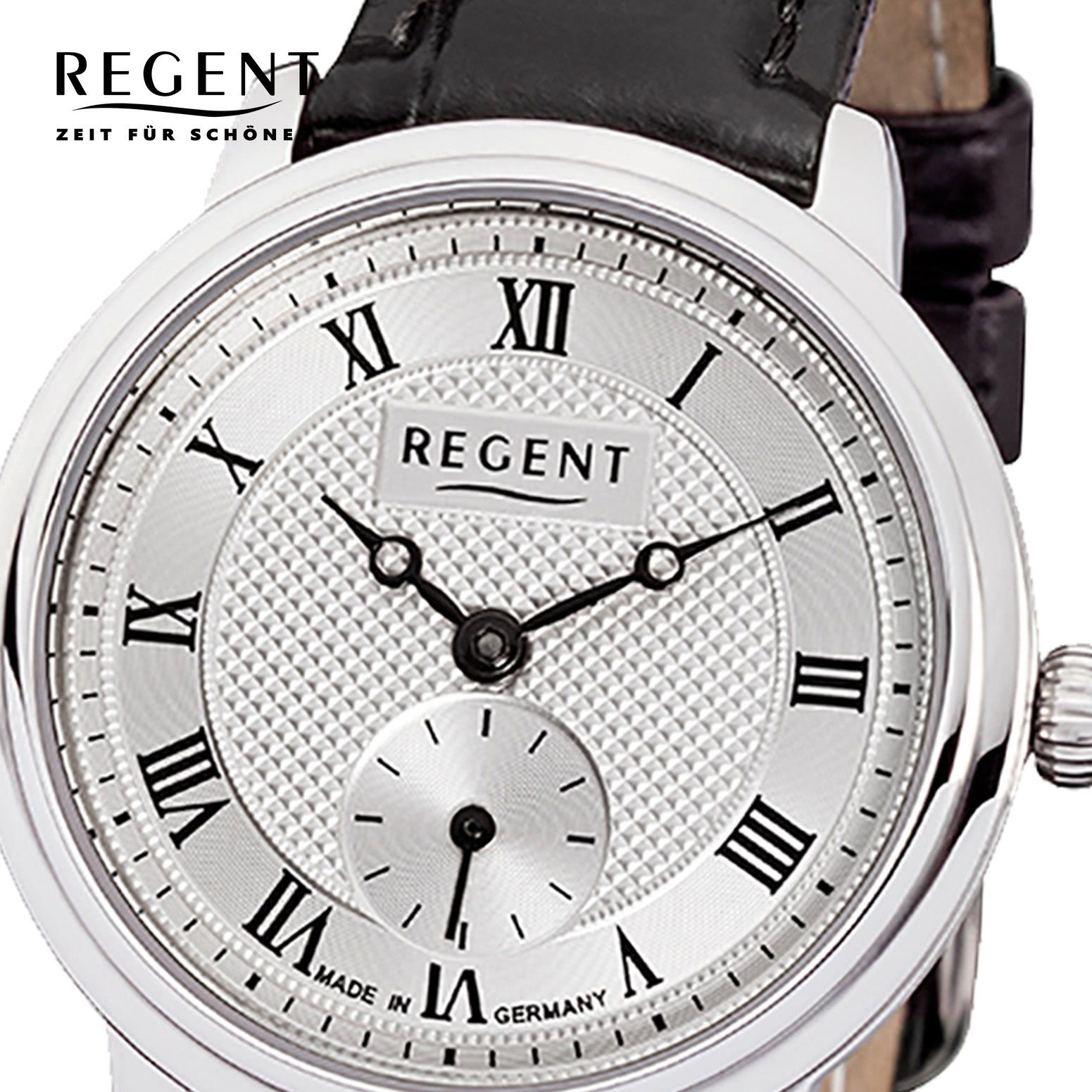 Regent Quarzuhr Regent Damen 28mm), Lederarmband Quarz, Uhr Leder Damen GM-1440 klein rund, (ca. Armbanduhr