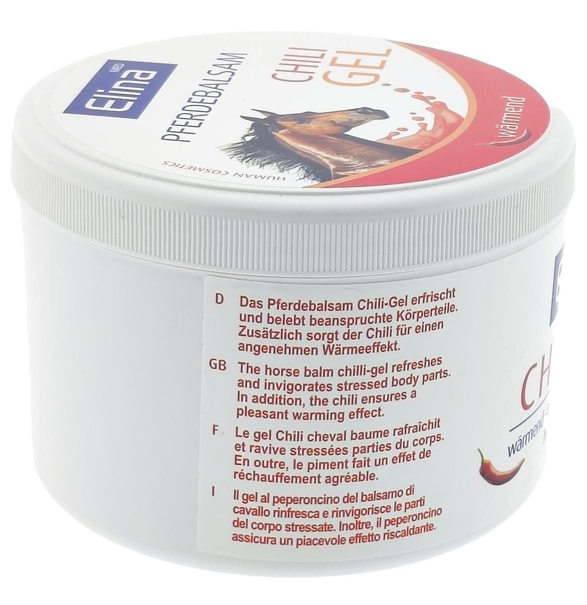 Elina Med Körpercreme Creme Elina 500ml Pferdebalsam Chili in Gel-Form Dose, 1-tlg., Pferdebalsam Pferdegel Pferdesalbe Chili Chiliextrakt
