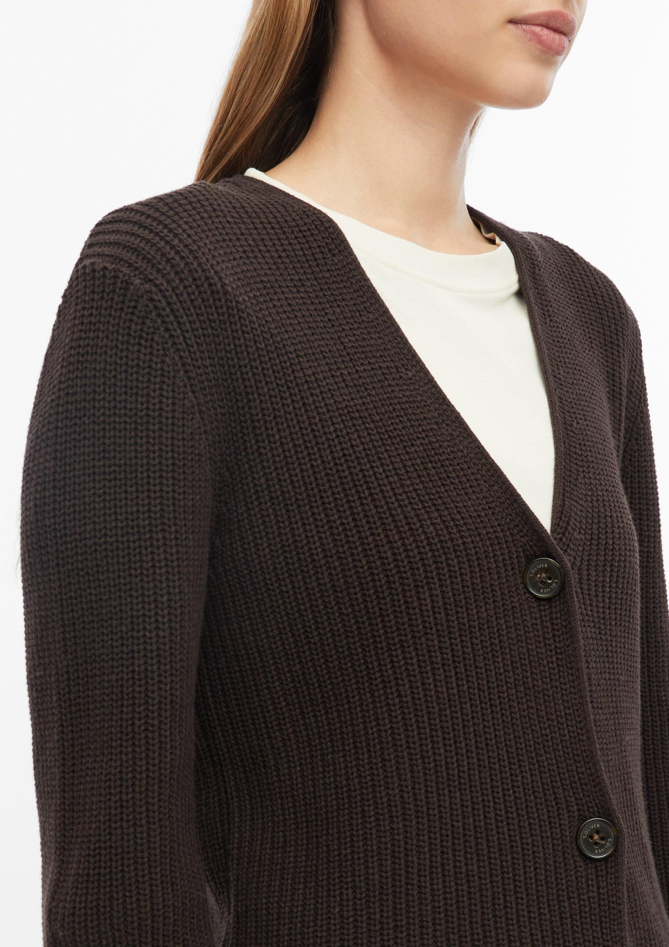 s.Oliver Cardigan Strickjacke Strickjacke mit V-Ausschnitt aus Baumwollmix – Bild 4 von 5