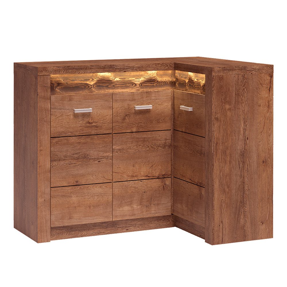 Lomadox Kommode INGENIO-161, Eckschrank Sideboard Wohnzimmerschrank modern Esche in braun