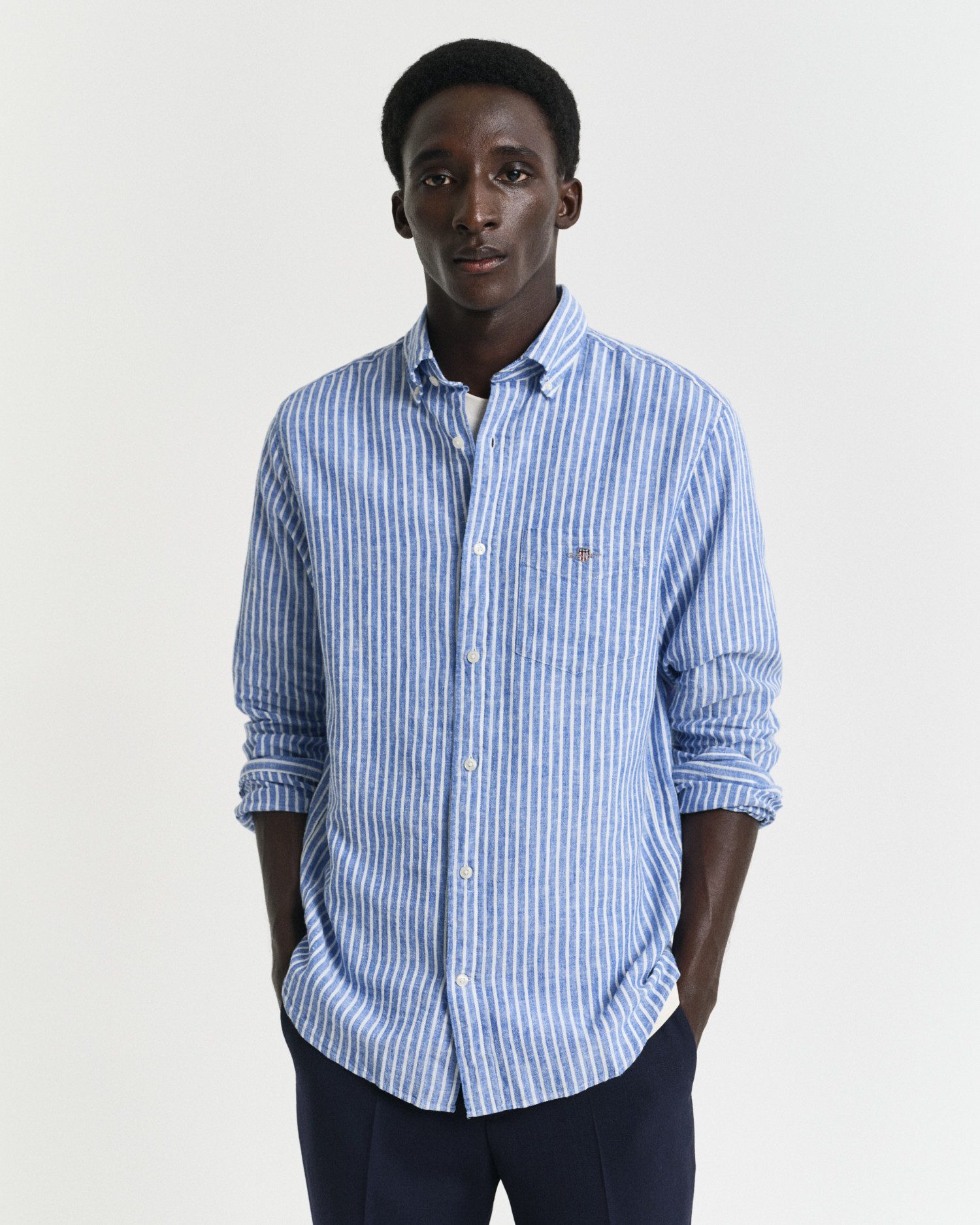 Langarmhemd REG COTTON LINEN STRIPE SHIRT