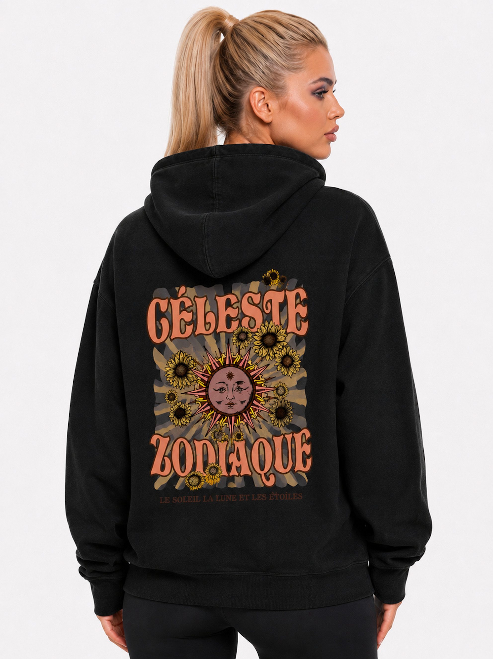 Worldclassca Hoodie Worldclassca Oversized Hoodie Print Kapuzenpullover Stone Washed Neue Kollektion - Stilvolle und gemütliche Sreetwear Mode für Damen