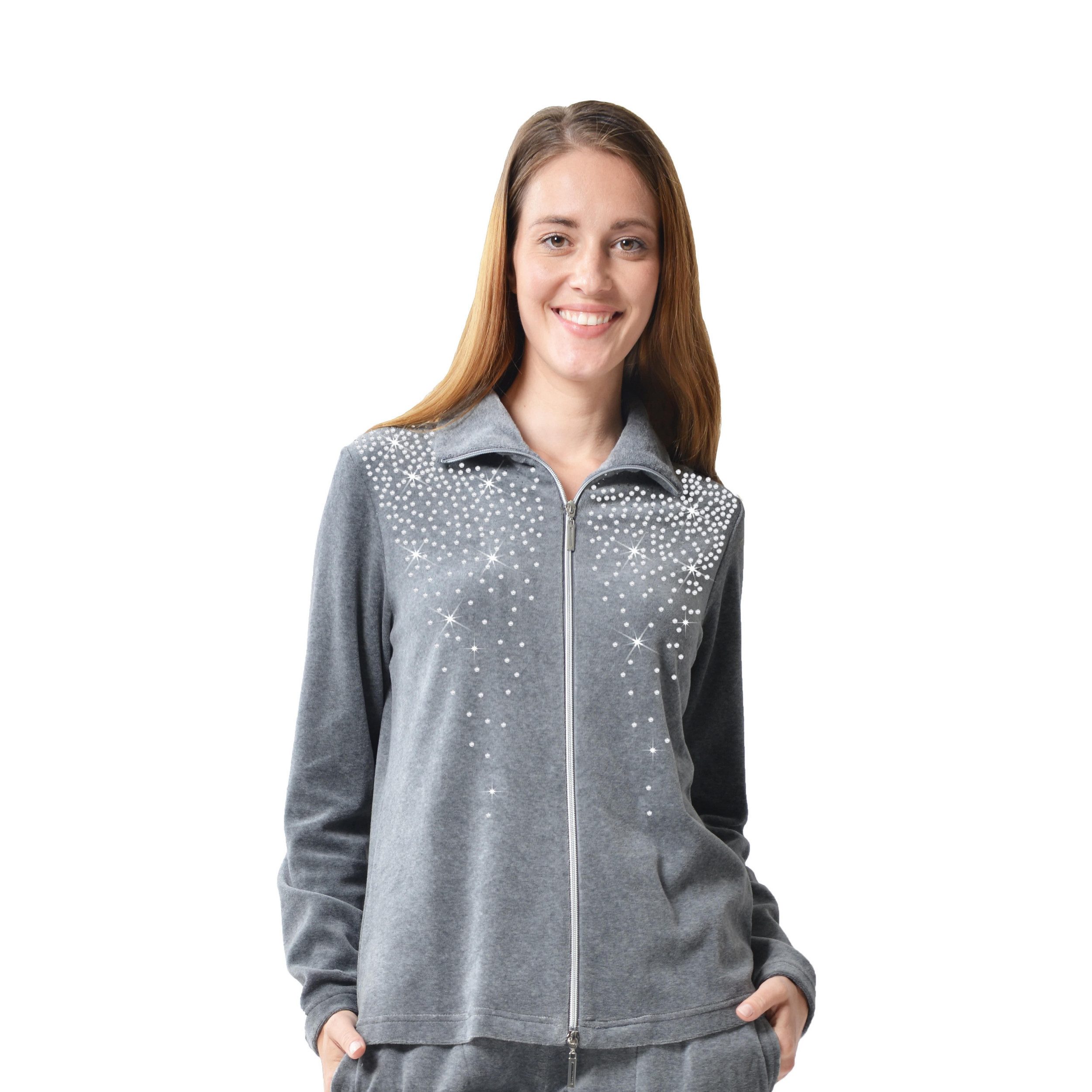M-Diamant Sweatjacke Eleganten Damen Freizeitjacke Hausjacke Glitzersteinen günstig online kaufen