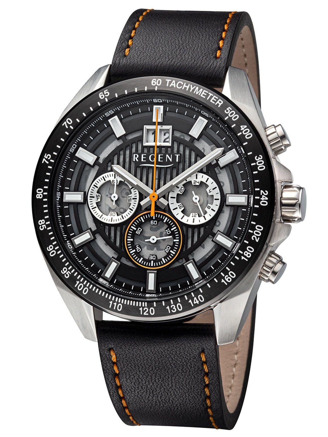 Regent Quarzuhr Chronograph mit Lederband