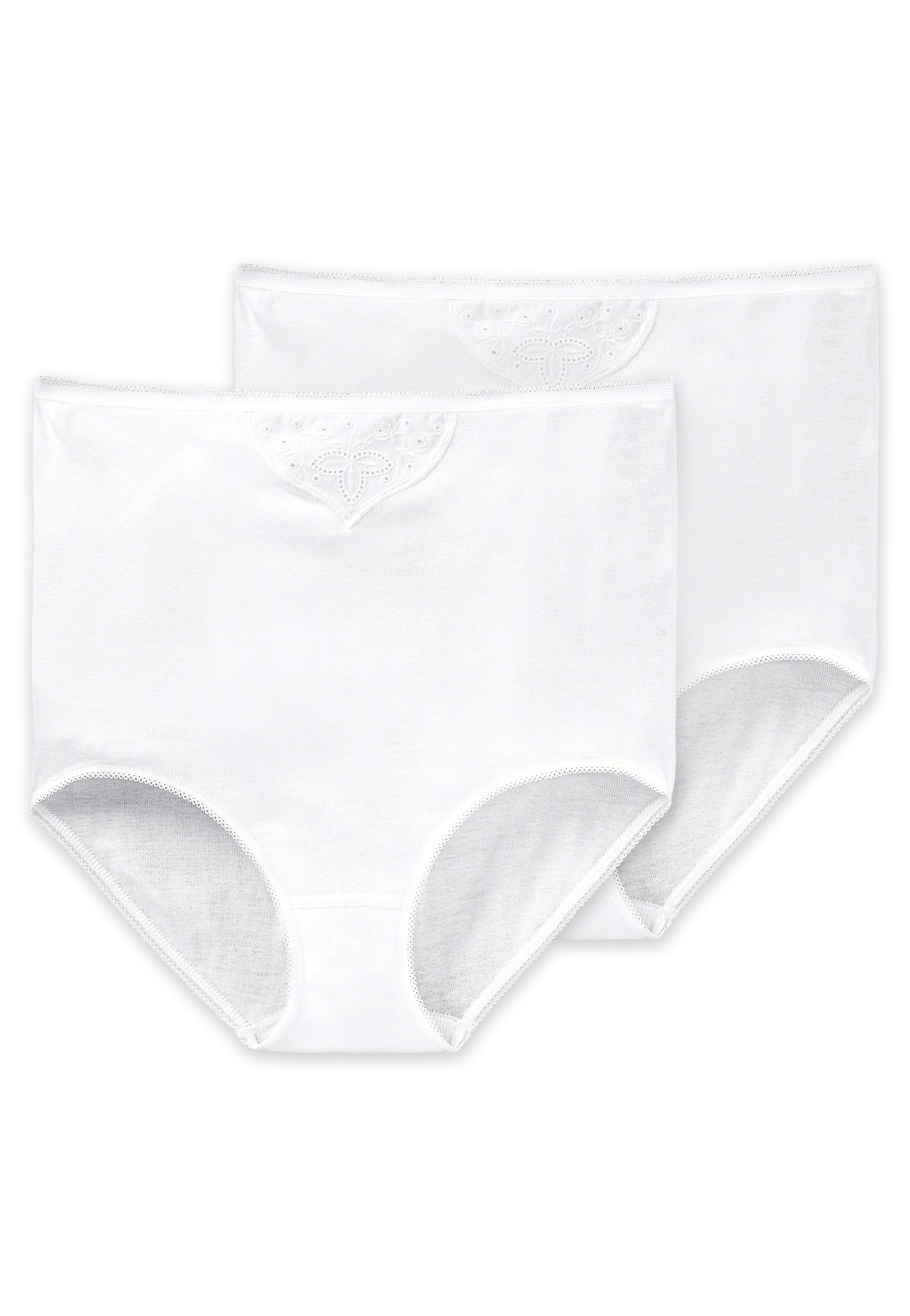Schiesser Maxislip "Cotton Essentials" (2er Pack) mit zarten Stickerei-Motiven