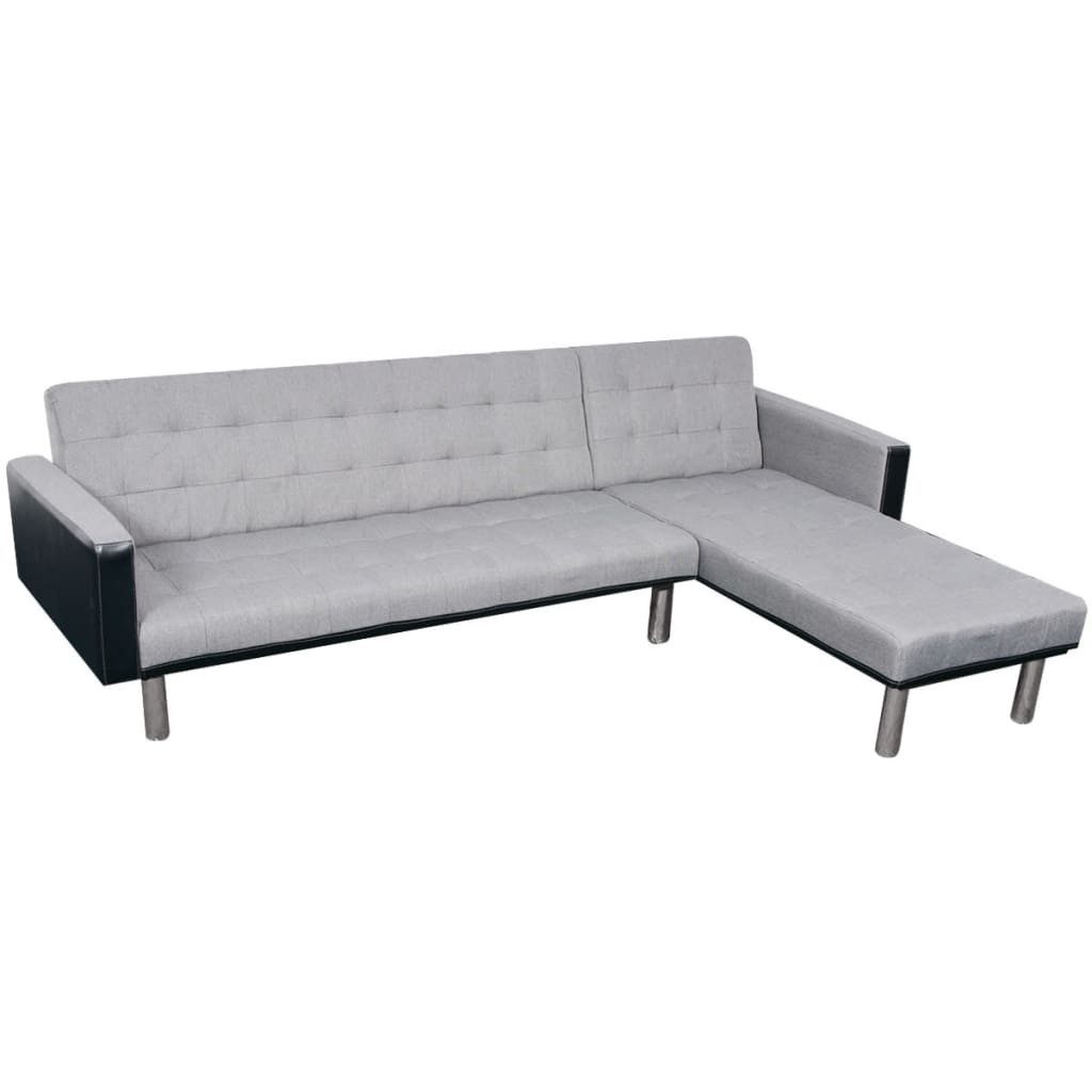 Sofa Schlafsofa in L-Form Stoff Schwarz und Grau
