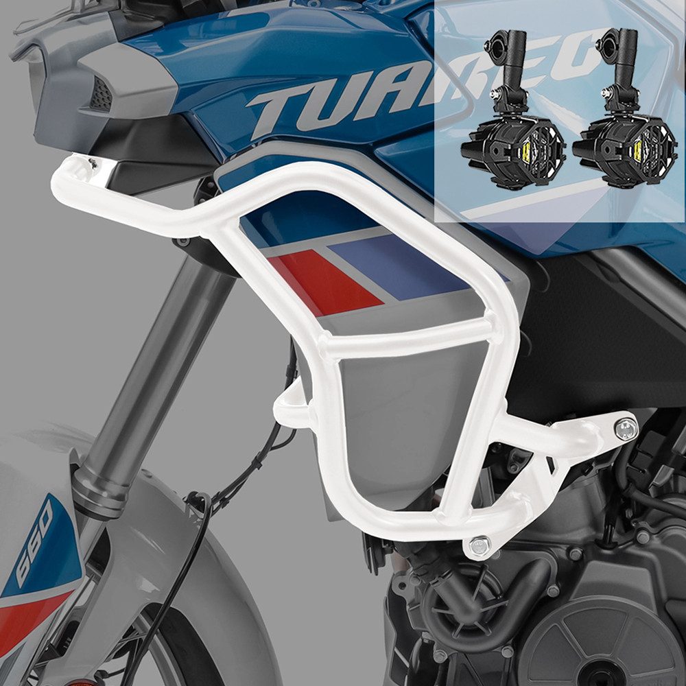 Motoguard Motor-Schutzhülle Set Sturzbügel + Scheinwerfer für Aprilia Tuareg 660 22-26 TR2 weiß