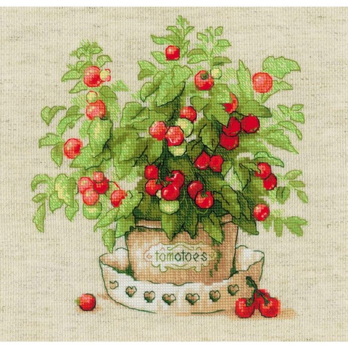 Riolis Kreativset Riolis Kreuzstich Set "Tomaten im Topf" Zählmuster 25x25cm (embroidery kit)