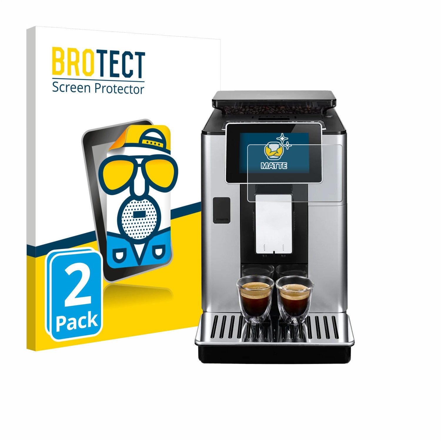 BROTECT Displayschutzfolie Schutzfolie für DeLonghi PrimaDonna Soul ECAM612.55.SB, 2 Stück, Displayschutz Schutz Folie Matt Entspiegelungsfolie