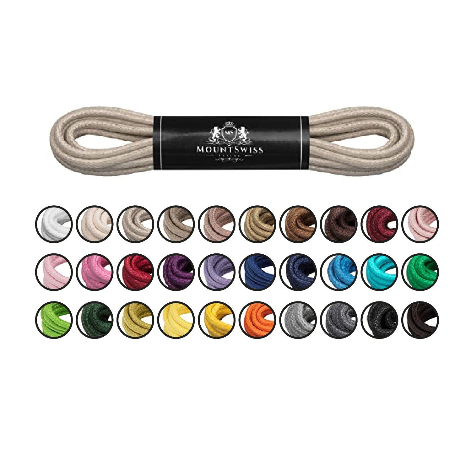 Mount Swiss Schnürsenkel Mount Swiss Luxury-Schnürsenkel gewachst, Rundsenkel für Business-