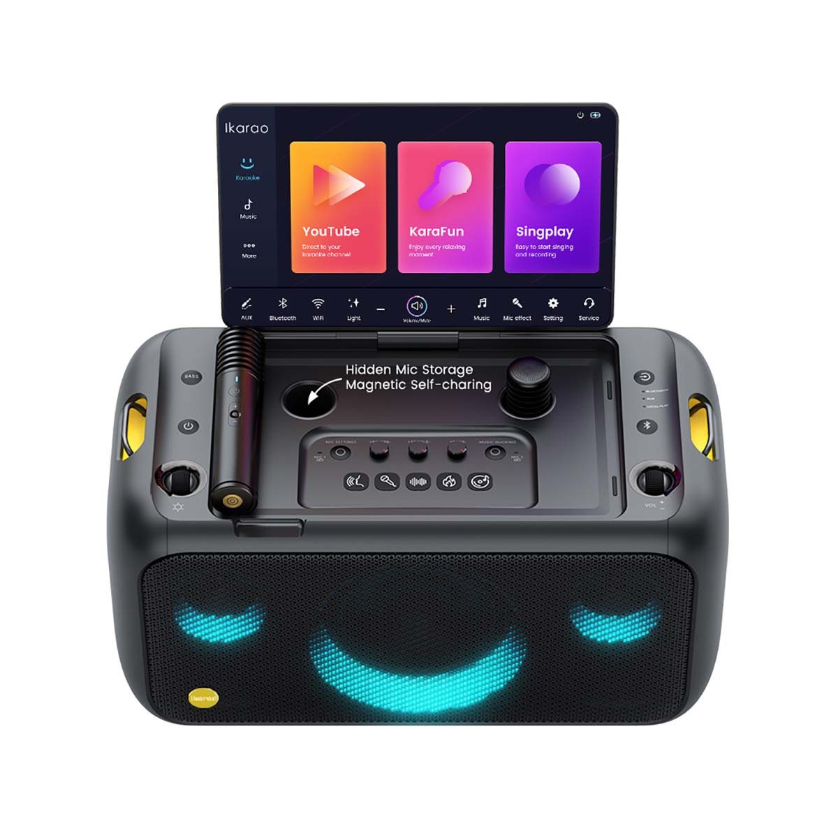 Ikarao Ikarao Break X1 Karaoke-Maschine (Bluetooth, 460 W, Touchscreen, Android Karaoke, WLAN, Bluetooth und kabellose Mikrofone)