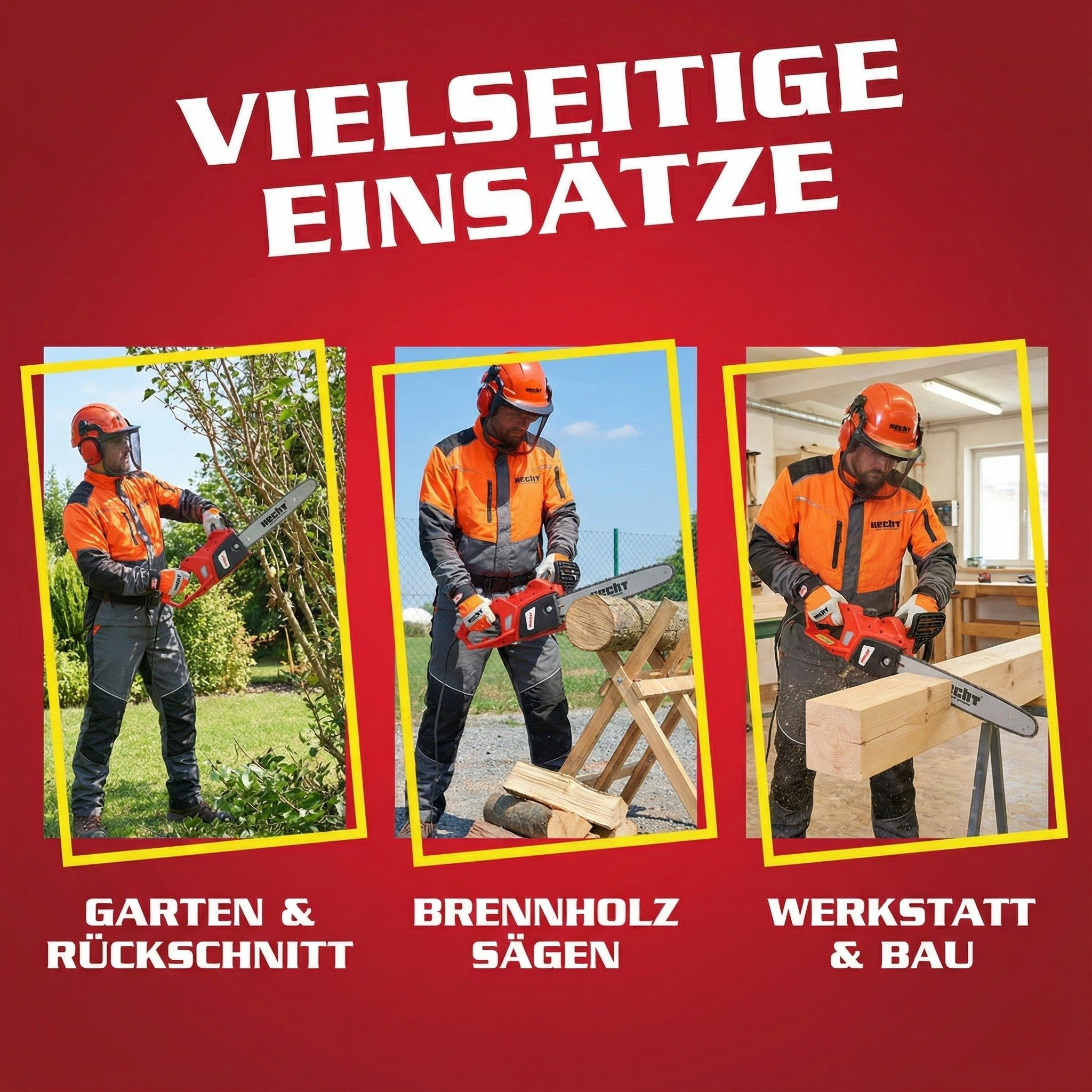 Hecht Elektro-Kettensäge Motorsäge 2039, 2200W, 13,5 m/s, 230V, 40 cm Schwertlänge, 4,2 kg, Kettenteilung 3/8 Zoll