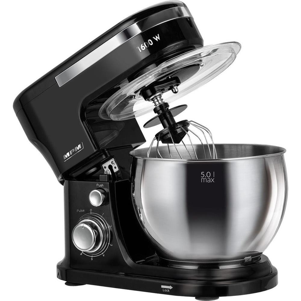 MPM Stabmixer MPM MRK-21 Küchenmaschine mit 2 Schüsseln 1600 W Schwarz, 2 Schüsseln, 6 Geschwindigkeitsstufen, Pulsfunktion