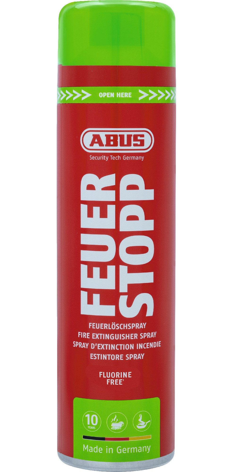 ABUS Feuerlöschspray Feuerstopp AFS625 Feuerlöschspray gegen Entstehungsbrände, Zum Löschen von Entstehungsbränden der Brandklassen 5A und 5F