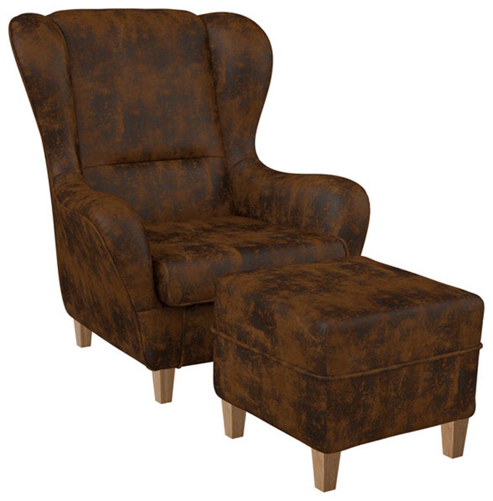 Supellex Кресла Sofia Relaxsessel mit Hocker Design Kunstleder Hellbraun