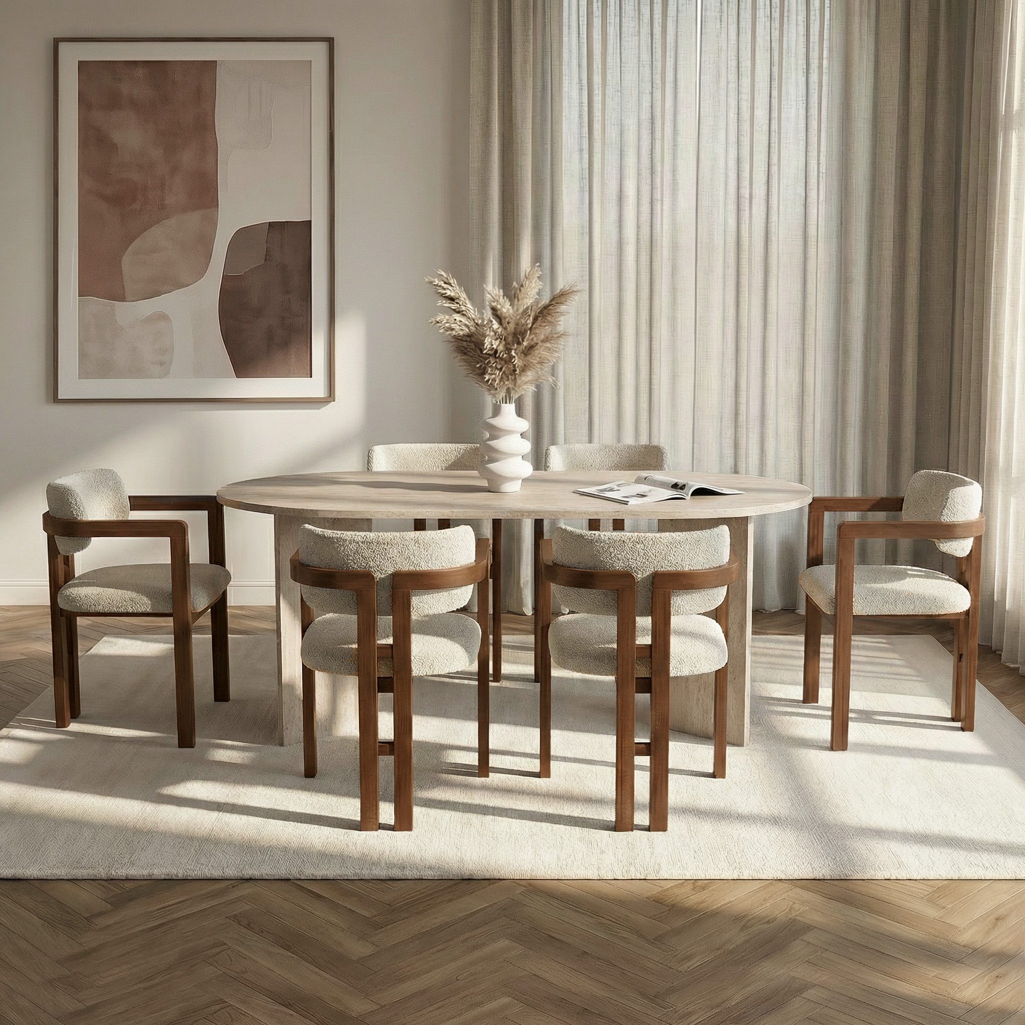 Skye Decor Essgruppe Sablin Boho Set, (Set, 7-tlg., 1 Tish, 6 Stühle), bestehend aus 6 Stühl und 1 Tish Modernes Esszimmer Set