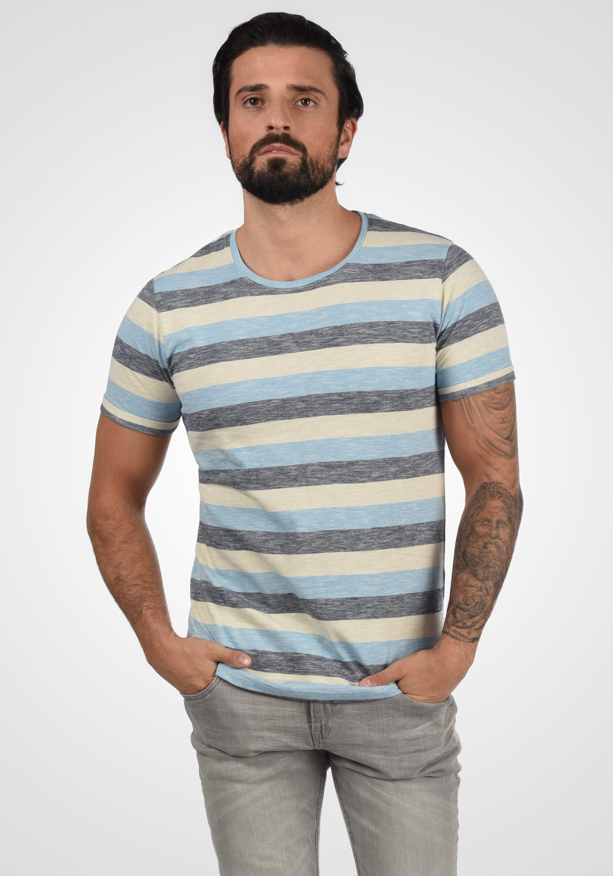 !Solid Rundhalsshirt SDThicco Kurzarmshirt mit Streifen