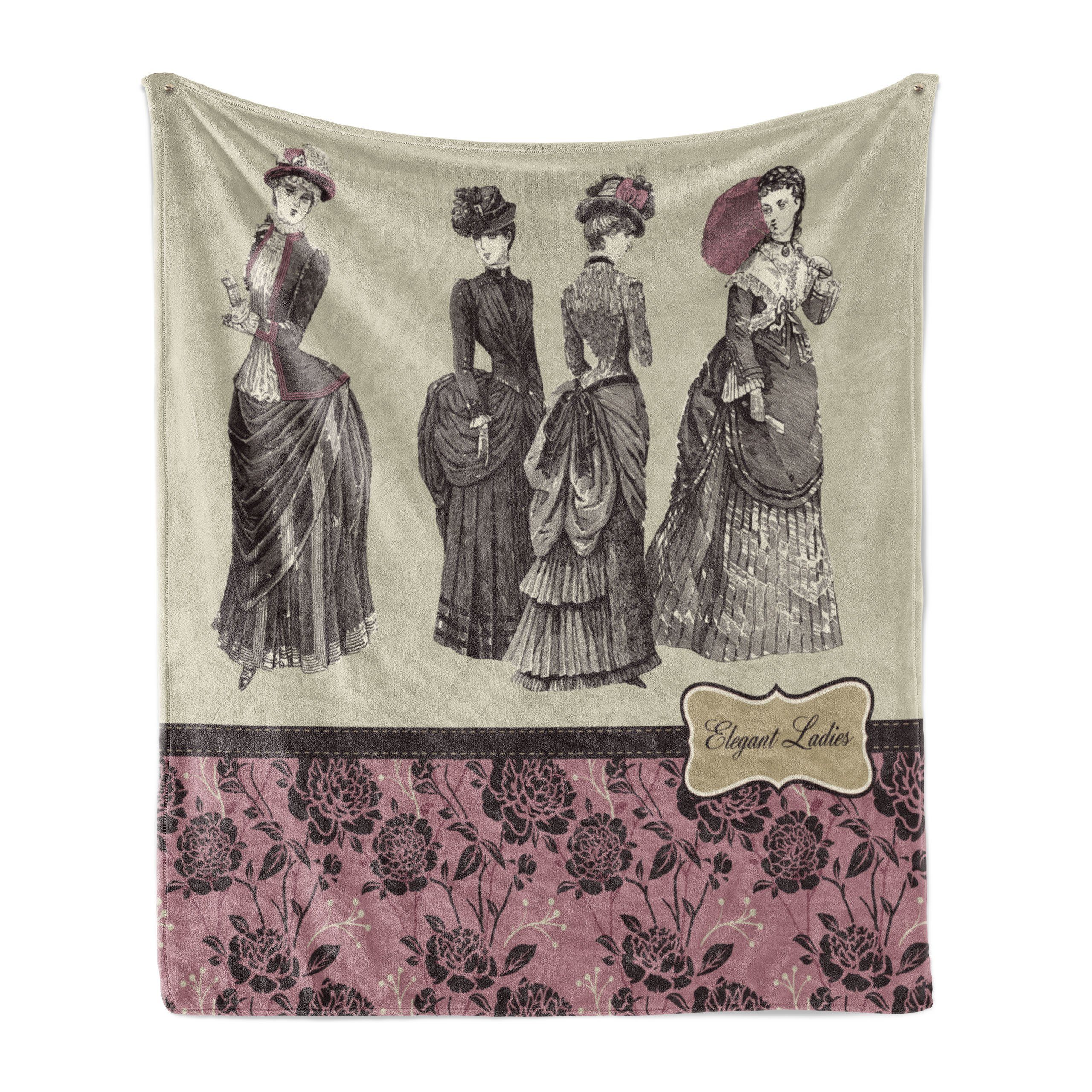 Wohndecke Gemütlicher Plüsch für den Innen- und Außenbereich, Abakuhaus, viktorianisch Frauen Mode-Handtasche