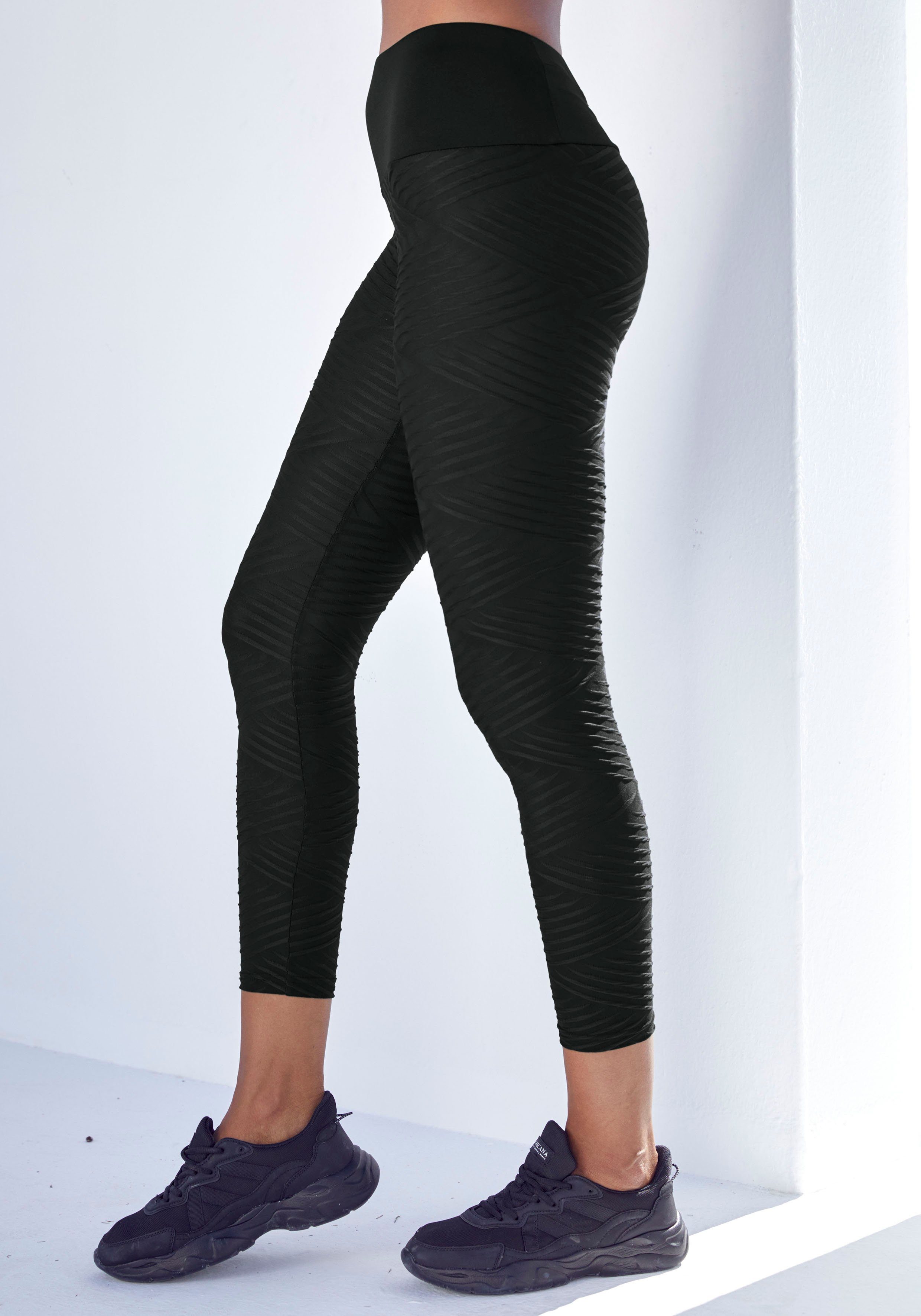schwarz Loungewear mit ACTIVE -Sportleggings 3D-Struktur, LASCANA Leggings