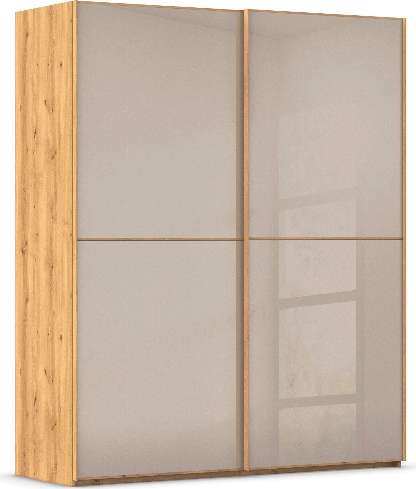 rauch Schwebetürenschrank Kleiderschrank Schrank Garderobe Schlafzimmerschrank SCALE-DUO edle zweigeteilte Türen Glas-Front mit 3 Zierleisten MADE IN GERMANY