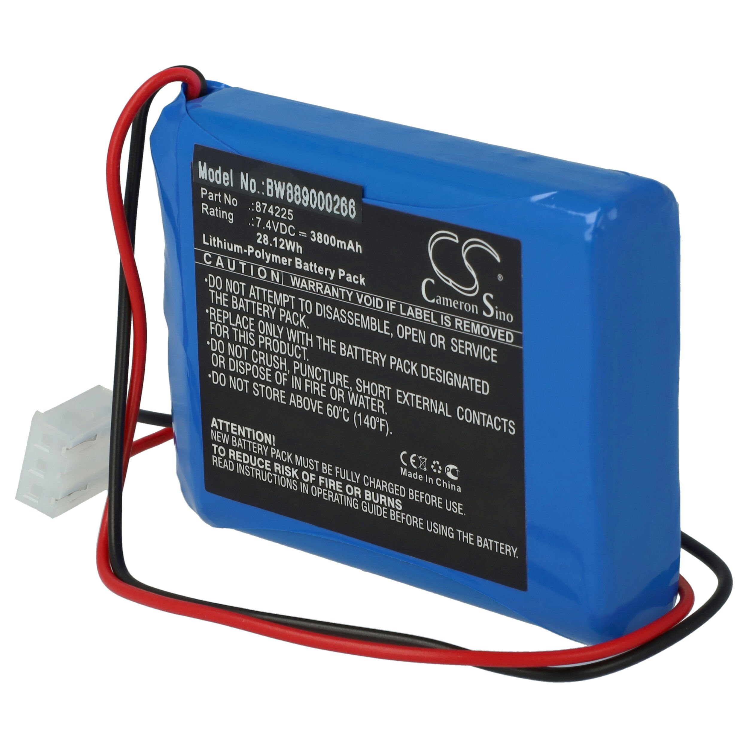 vhbw kompatibel mit Contec ECG-300G, Li-Polymer 3800 ECG300GT (7,4 Akku V) mAh