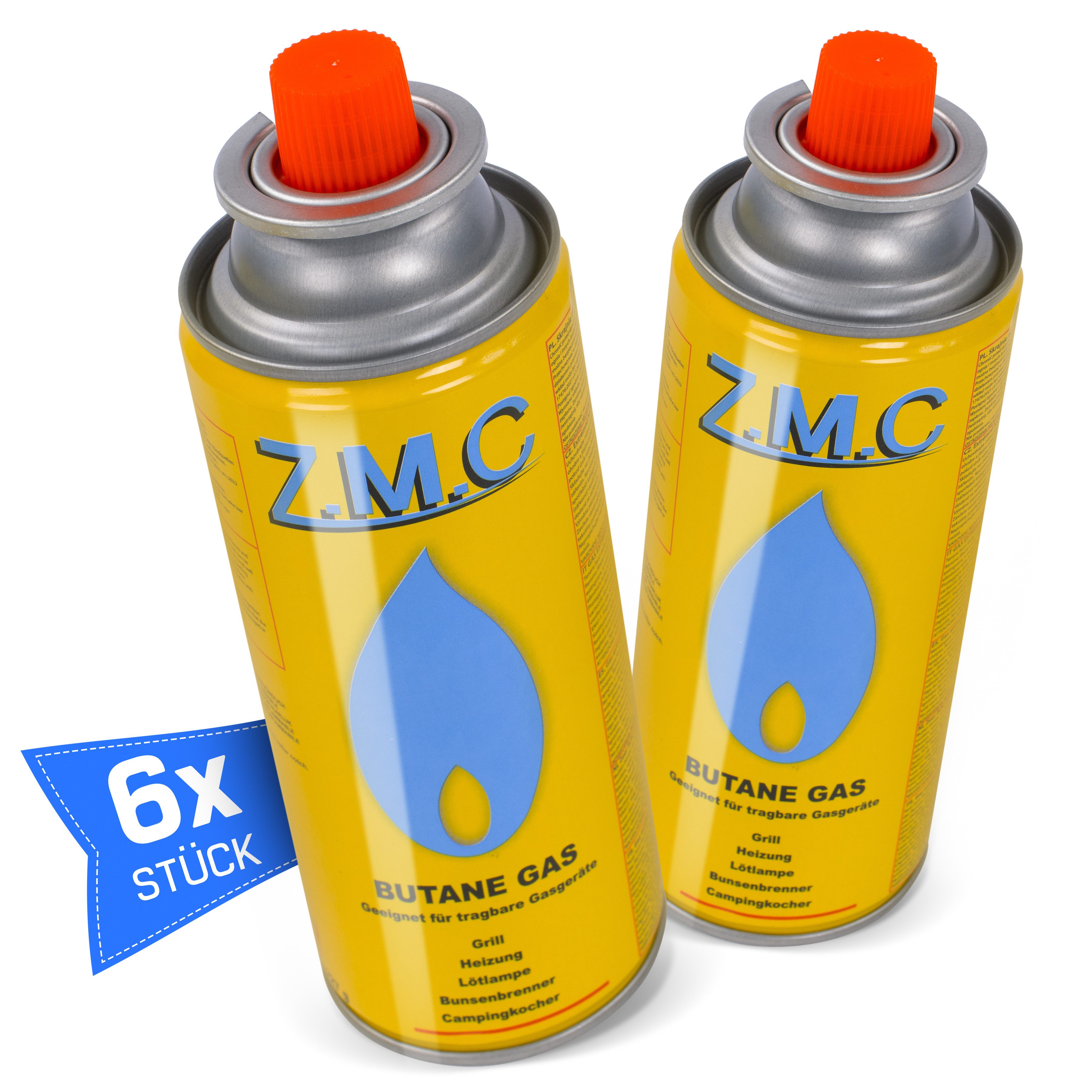 ZMC Gaskartusche Butan Gas Kartusche 227g Butangas Bajonett-Anschluss Gaskartusche, Zubehör für Gaskocher Campingkocher Brenner Gasheizung Gasbrenner, 6 St., MSF-1a Gaskartuschen Campinggas Bunsenbrenner Campingkocher