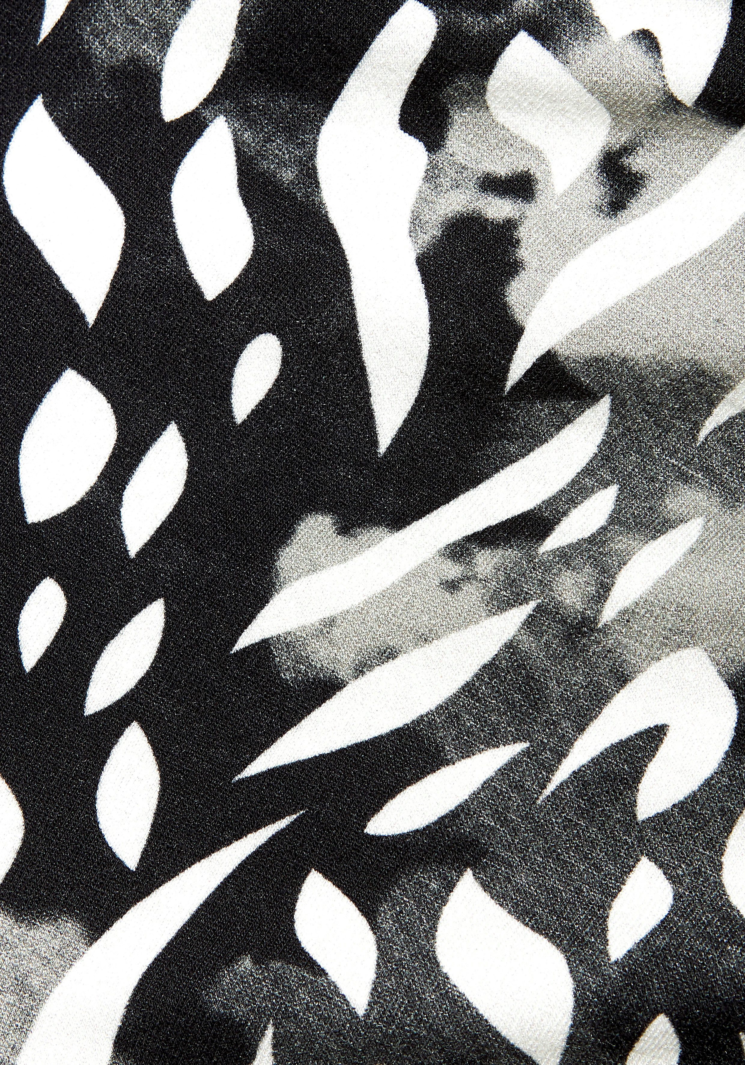 LASCANA Jerseyrock mit seitlicher Raffung und Schlitz, Midirock im Alloverprint